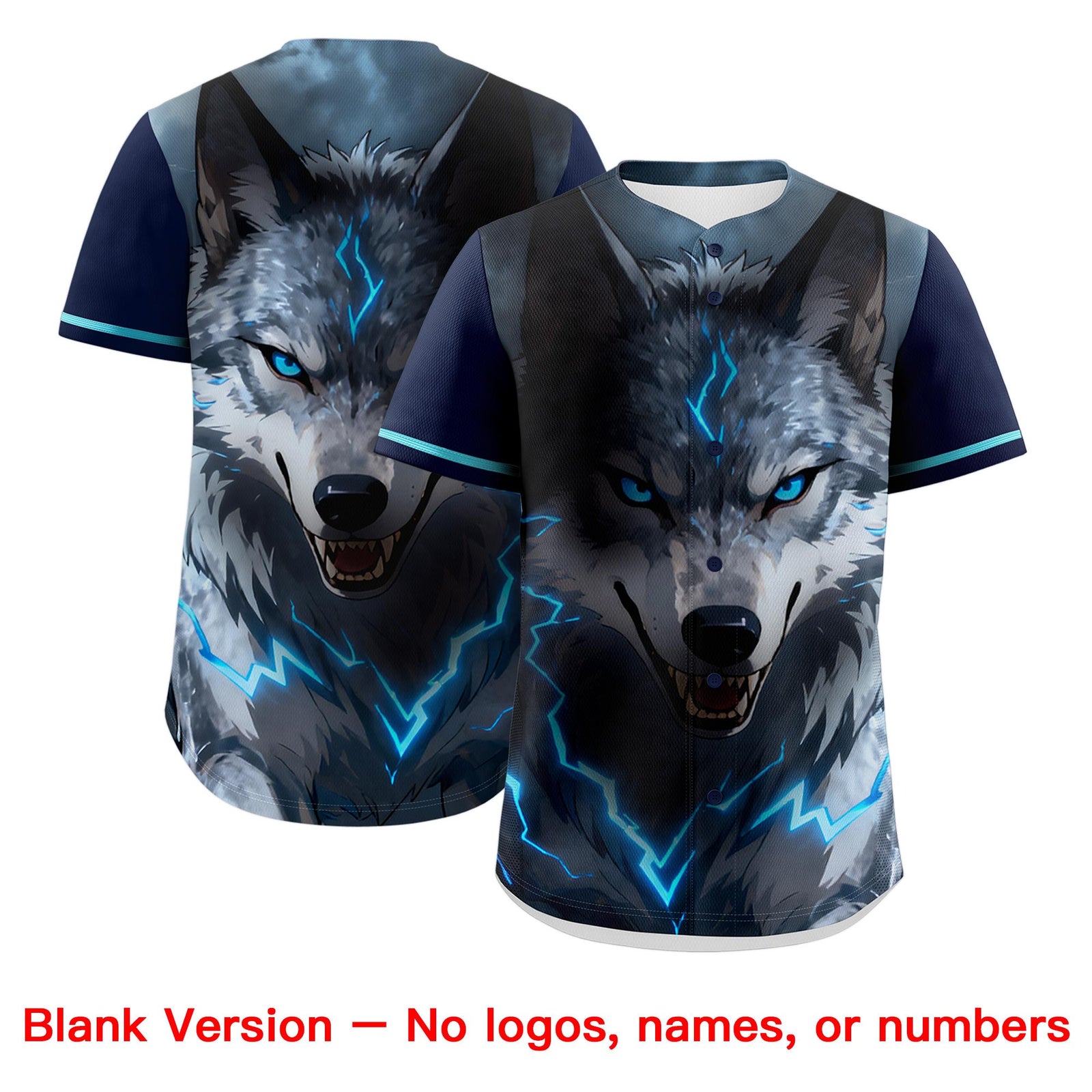 Custom Dark Blue Gray White Wolf Animal Series Personalization Graffiti Pattern Baseball Jersey| KXKSHOP
