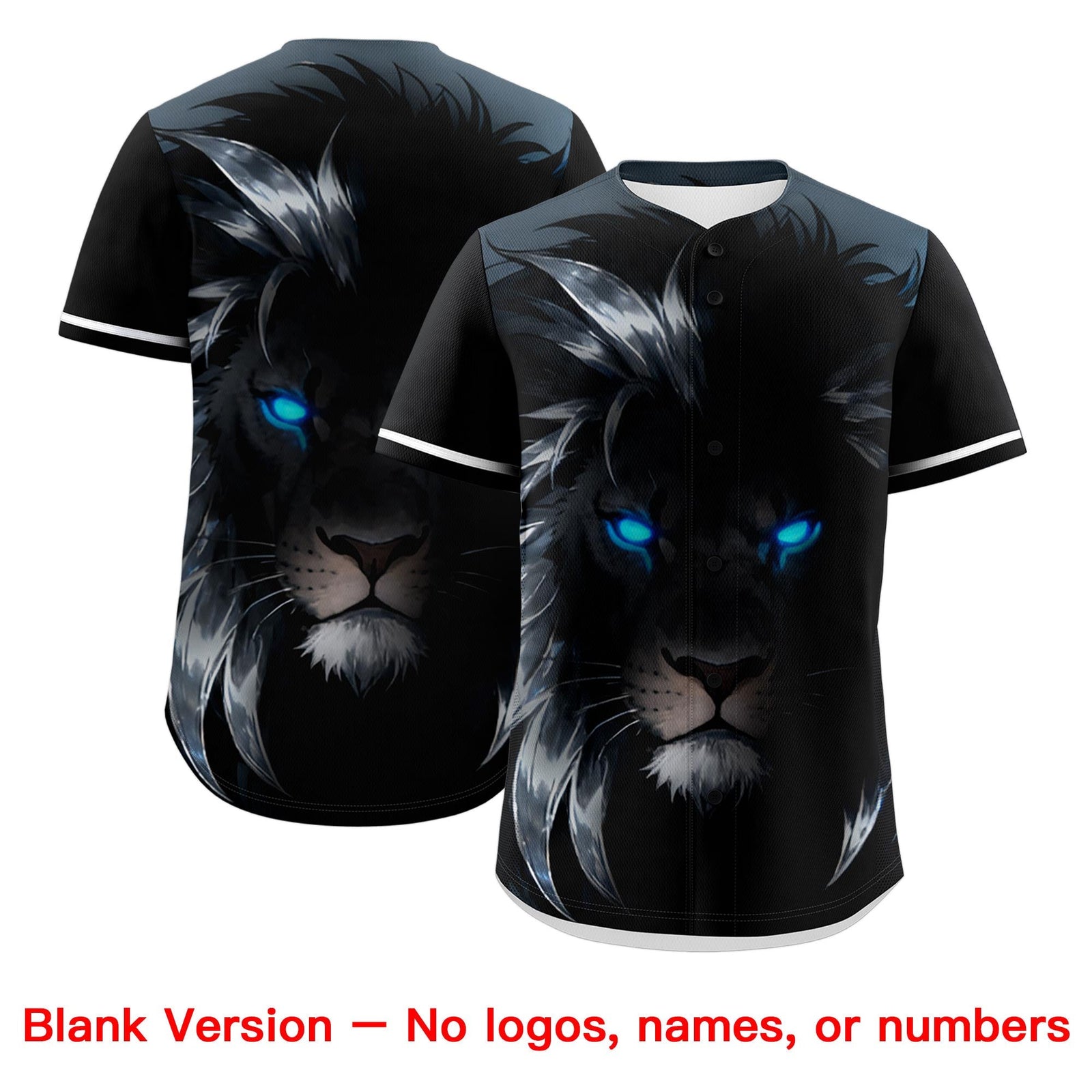 Custom Black Powder Blue White Lion Animal Series Personalization Graffiti Pattern Baseball Jersey| KXKSHOP