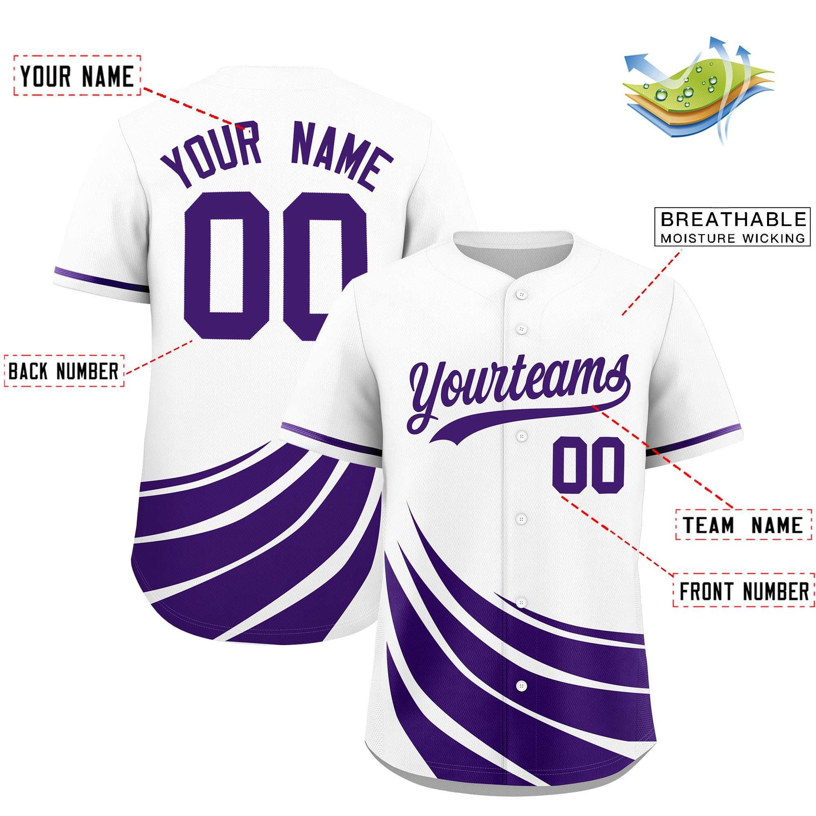 Custom White Purple Wind Mark Graffiti Pattern Authentic Baseball Jersey