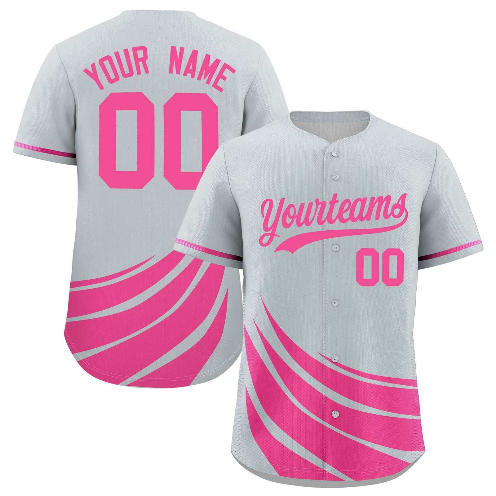 Custom Silver Pink Wind Mark Graffiti Pattern Authentic Baseball Jersey
