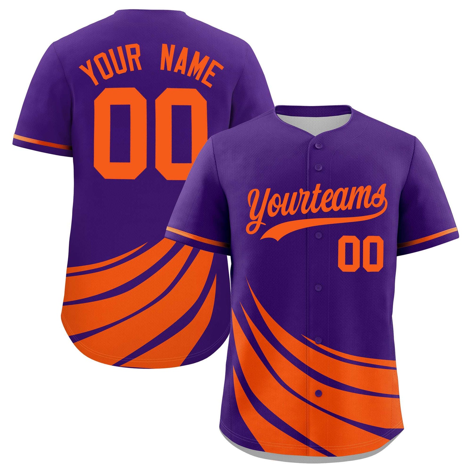 Custom Purple Orange Wind Mark Graffiti Pattern Authentic Baseball Jersey