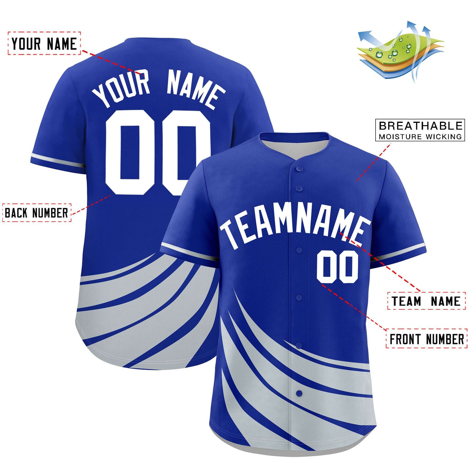 Custom Royal Silver Wind Mark Graffiti Pattern Authentic Baseball Jersey