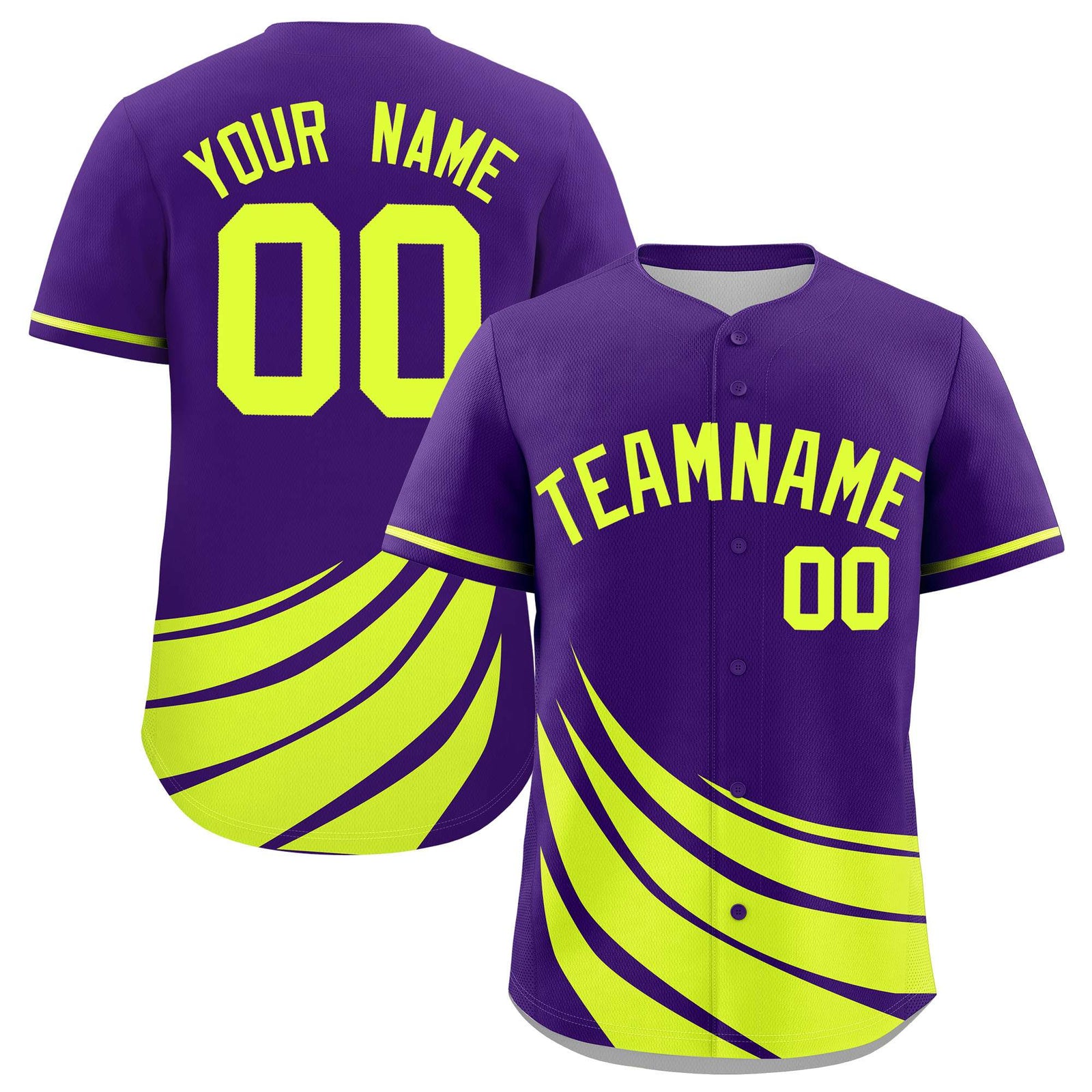 Custom Purple Fluorescent Green Wind Mark Graffiti Pattern Authentic Baseball Jersey