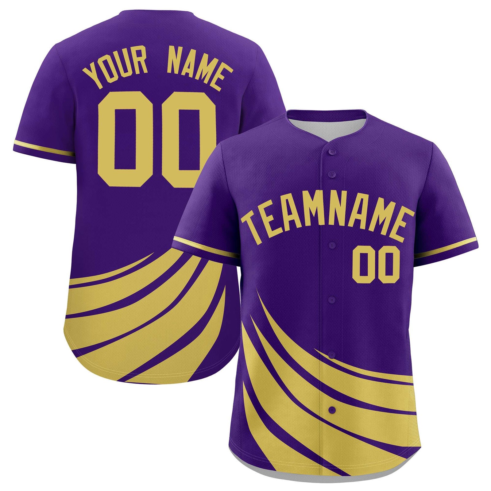 Custom Purple Old Gold Wind Mark Graffiti Pattern Authentic Baseball Jersey