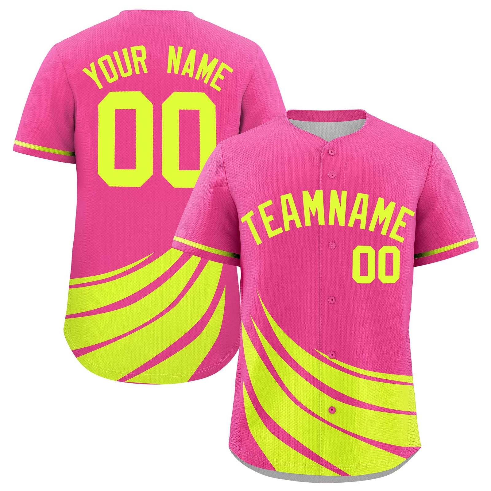 Custom Pink Fluorescent Green Wind Mark Graffiti Pattern Authentic Baseball Jersey