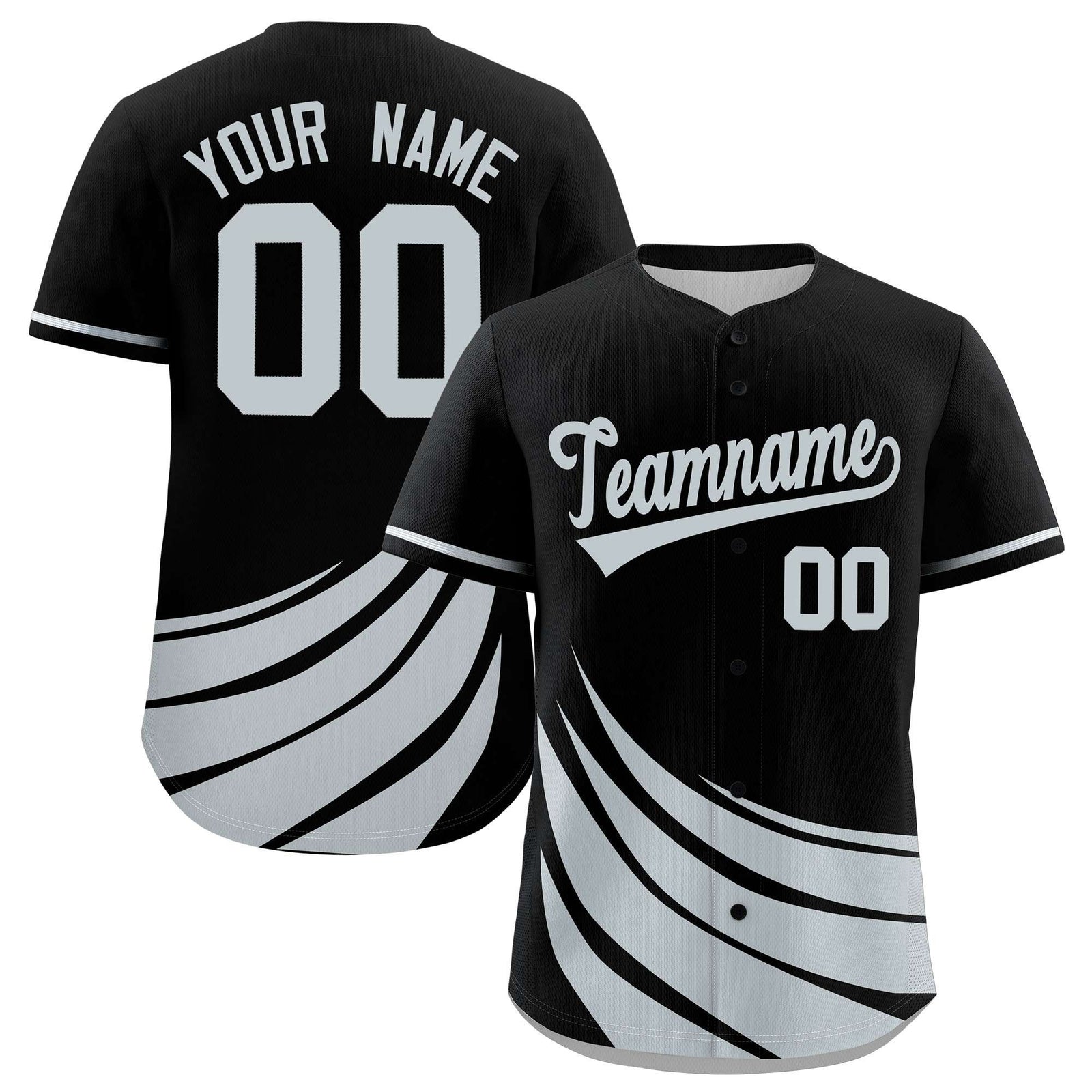 Custom Black Silver Wind Mark Graffiti Pattern Authentic Baseball Jersey