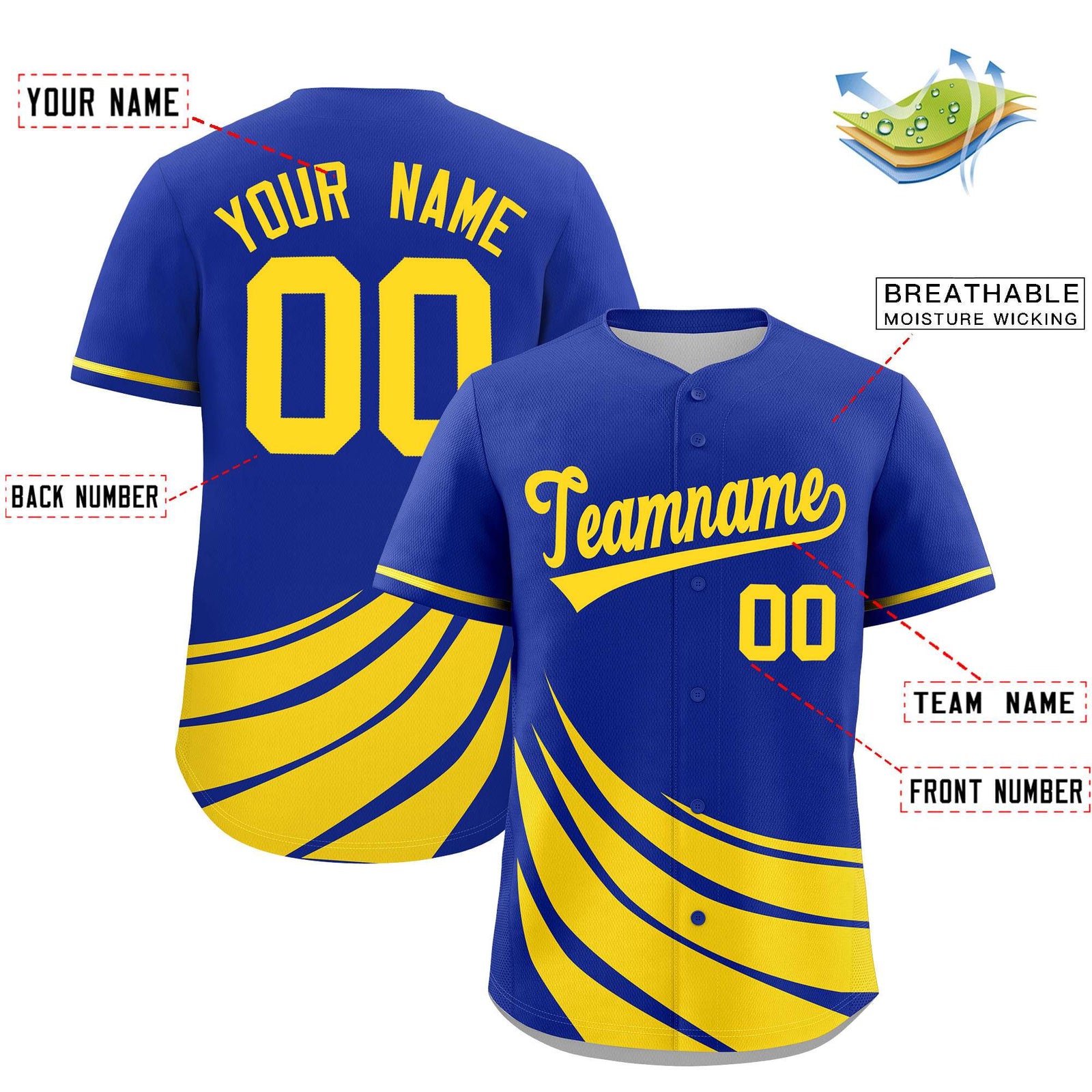 Custom Royal Yellow Wind Mark Graffiti Pattern Authentic Baseball Jersey
