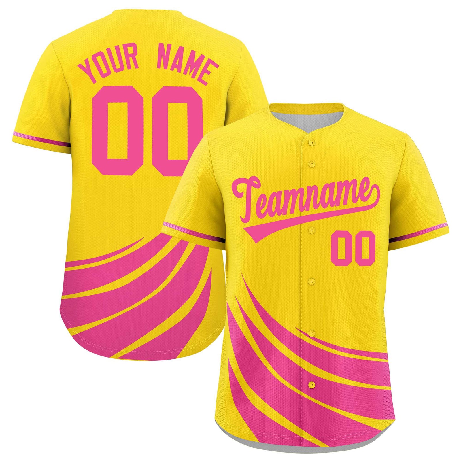 Custom Yellow Pink Wind Mark Graffiti Pattern Authentic Baseball Jersey
