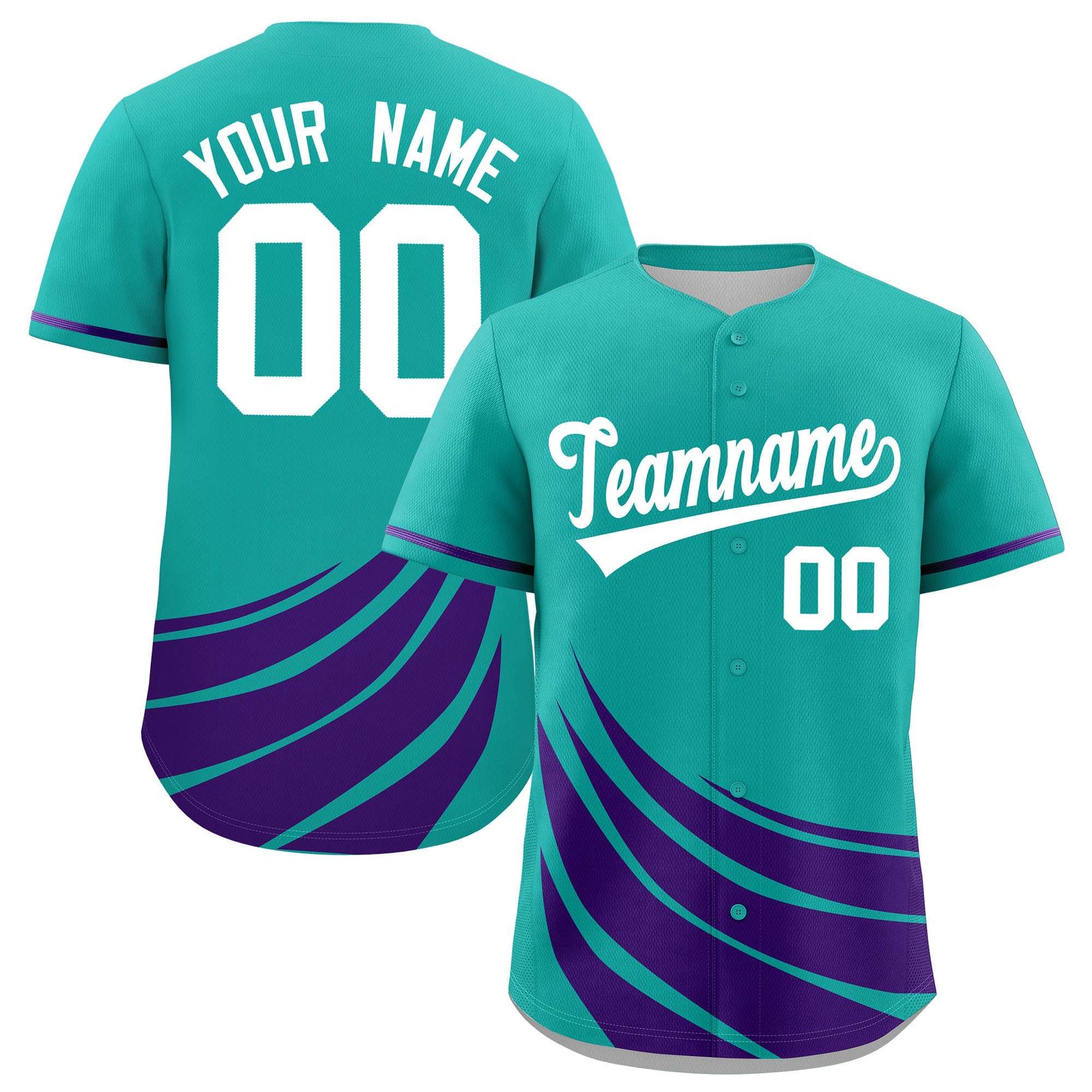 Custom Aqua Purple Wind Mark Graffiti Pattern Authentic Baseball Jersey