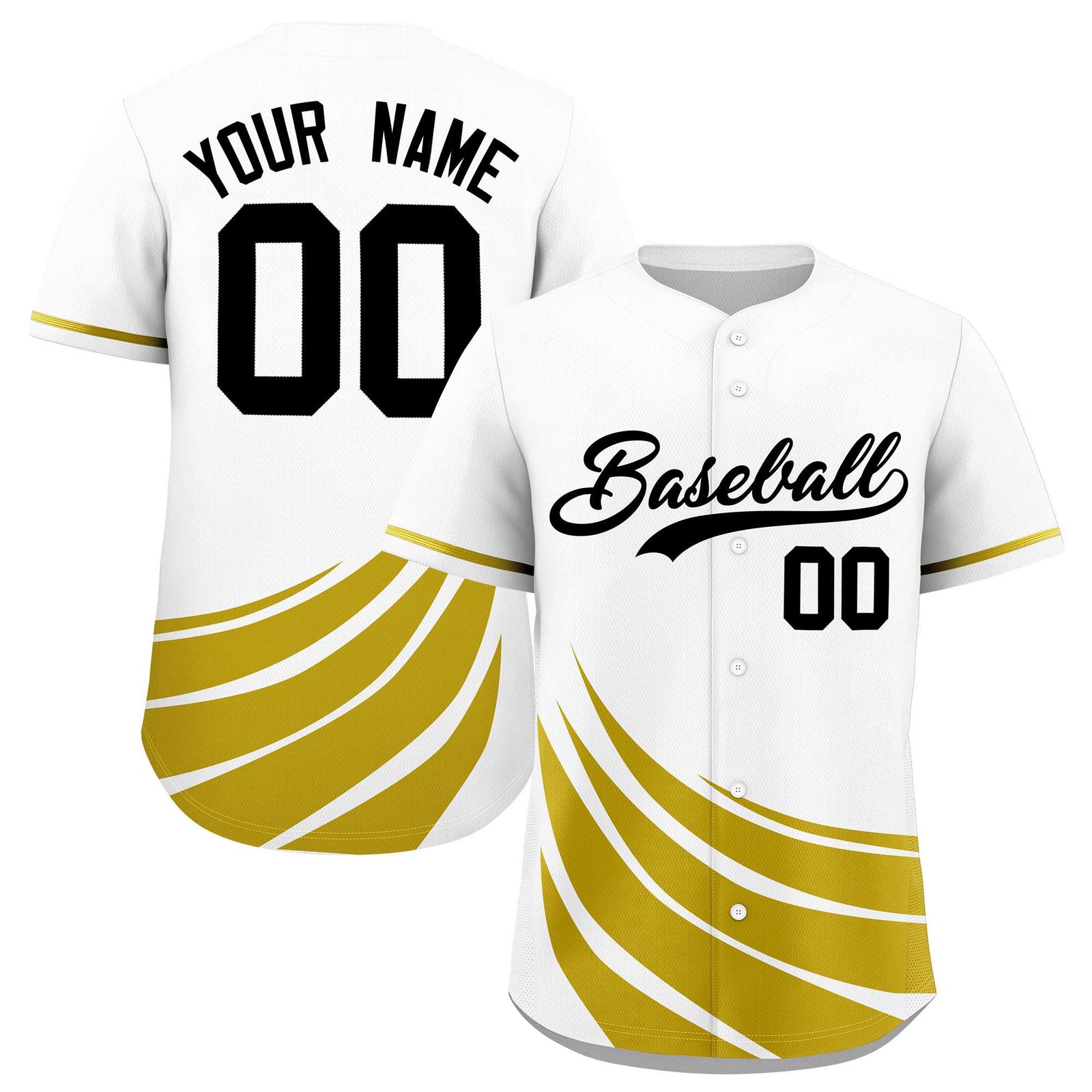Custom White Old Gold Wind Mark Graffiti Pattern Authentic Baseball Jersey
