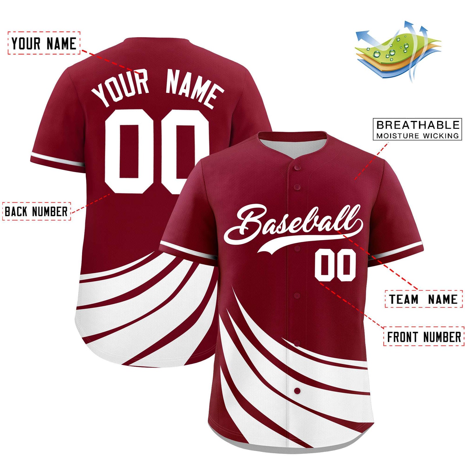 Custom Crimson White Wind Mark Graffiti Pattern Authentic Baseball Jersey