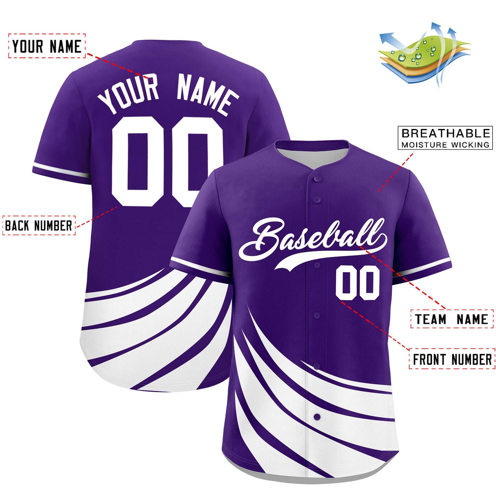 Custom Purple White Wind Mark Graffiti Pattern Authentic Baseball Jersey