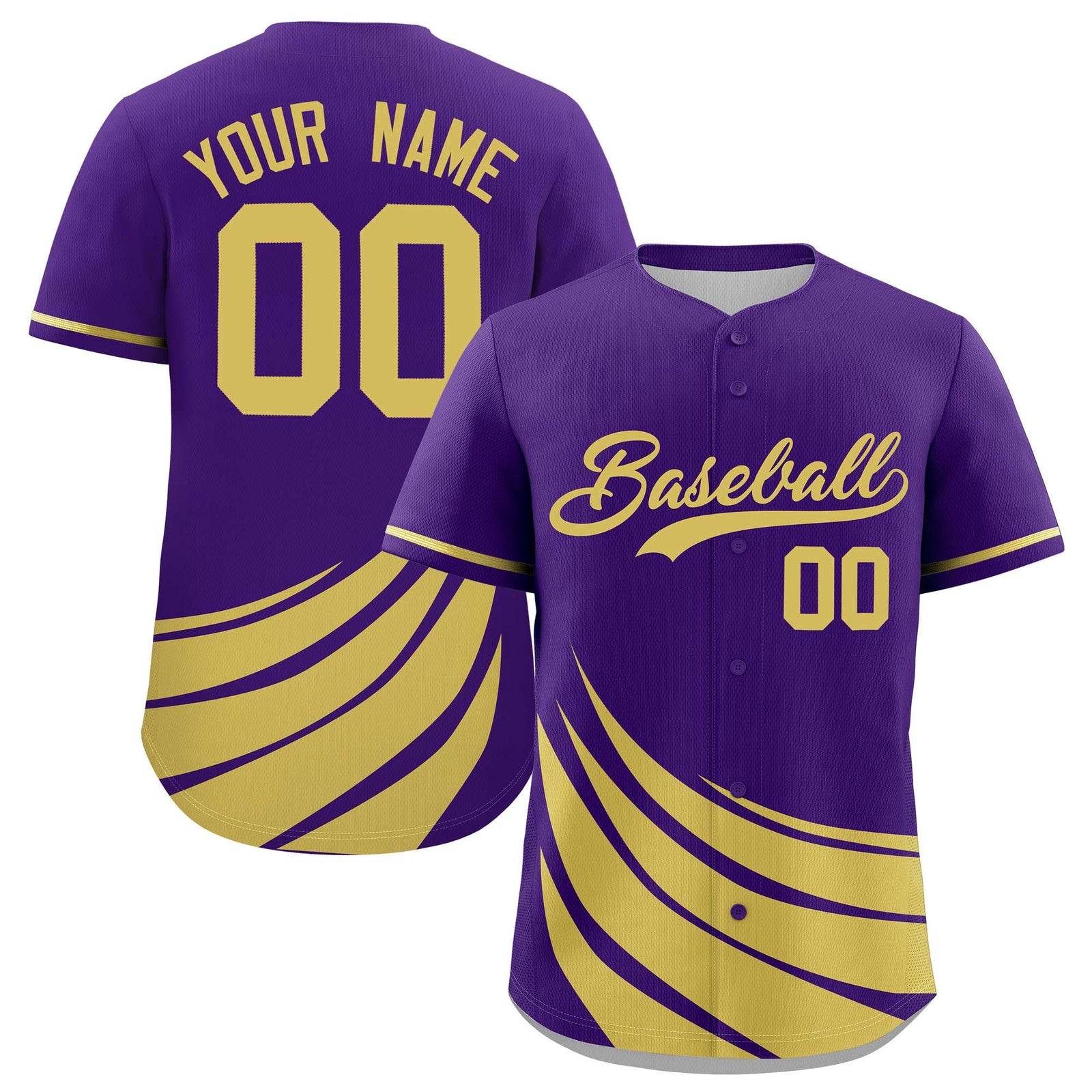 Custom Purple Old Gold Wind Mark Graffiti Pattern Authentic Baseball Jersey