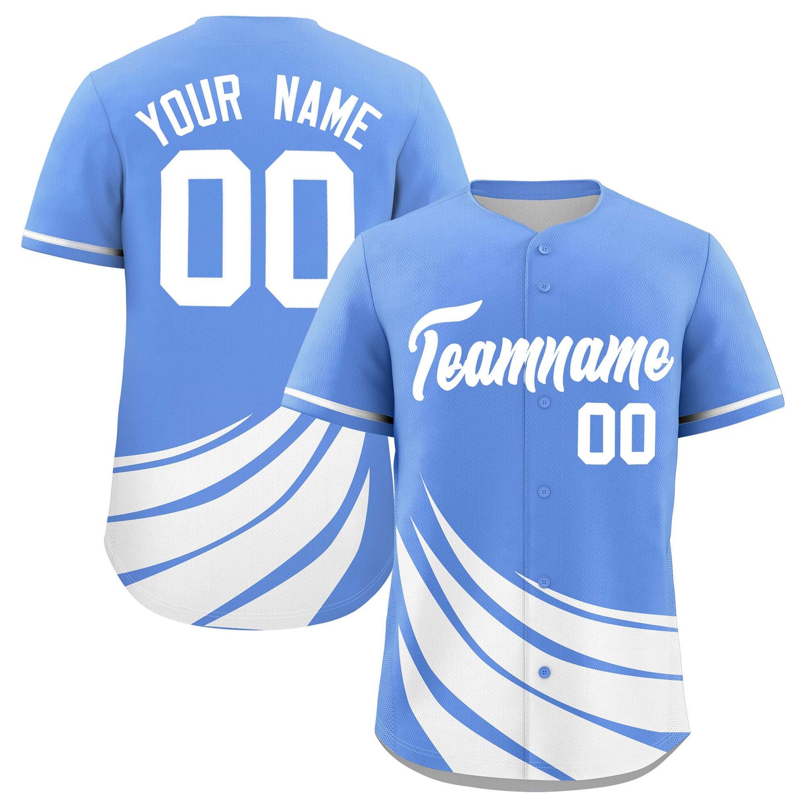 Custom Light Blue White Wind Mark Graffiti Pattern Authentic Baseball Jersey