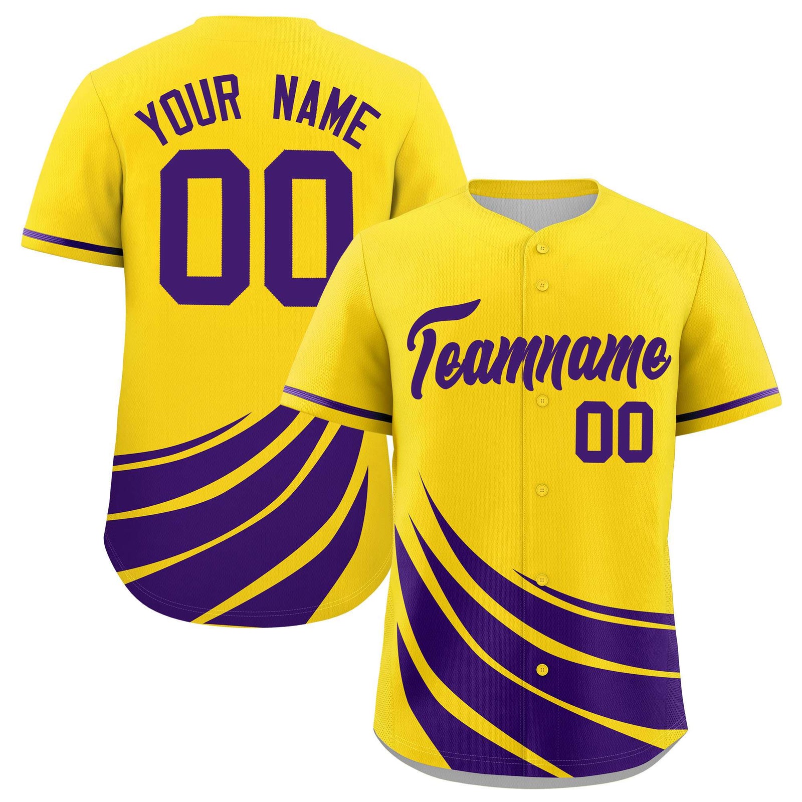 Custom Yellow Purple Wind Mark Graffiti Pattern Authentic Baseball Jersey