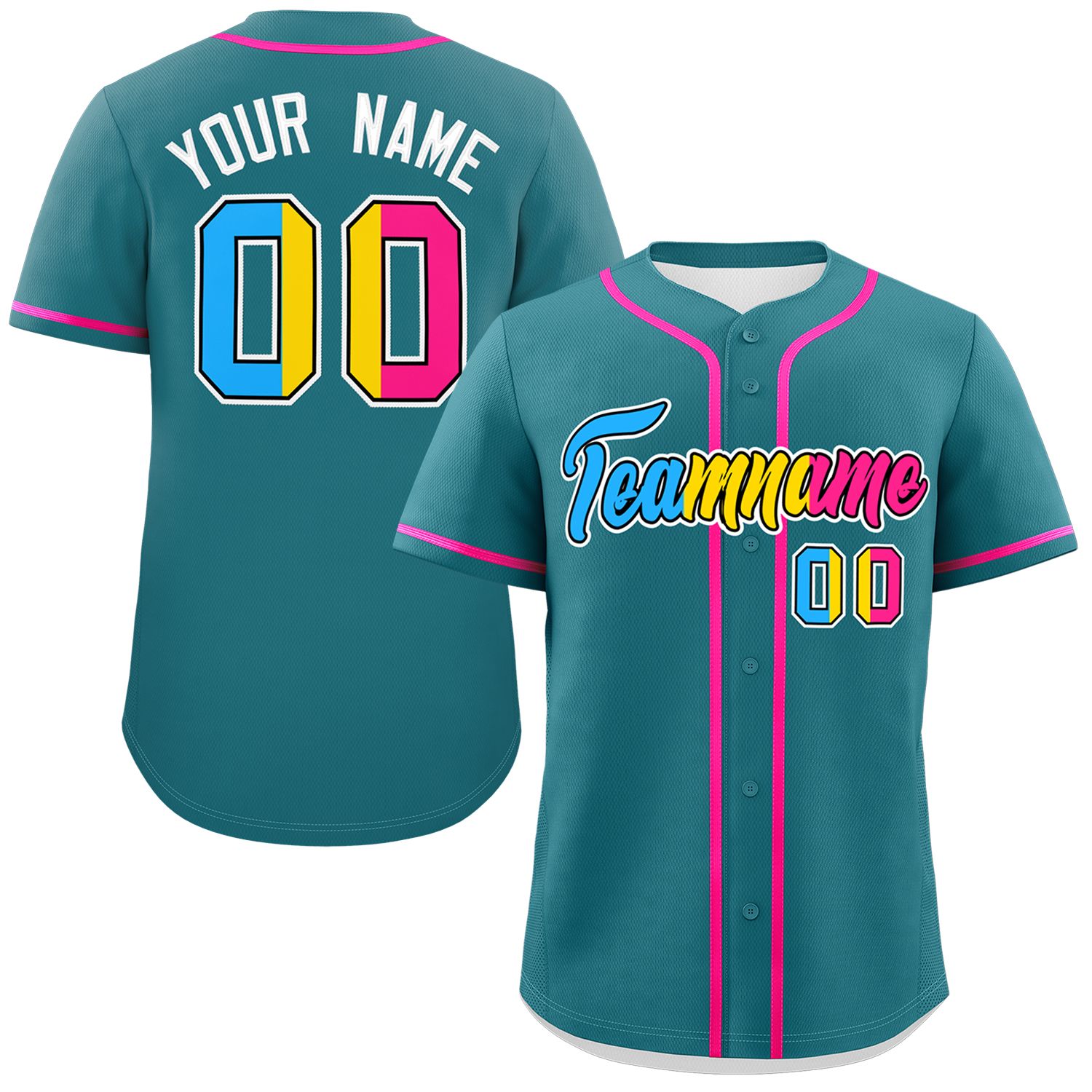 Custom Aqua Pansexuality For Pride Month Classic Style Authentic Baseball Jersey