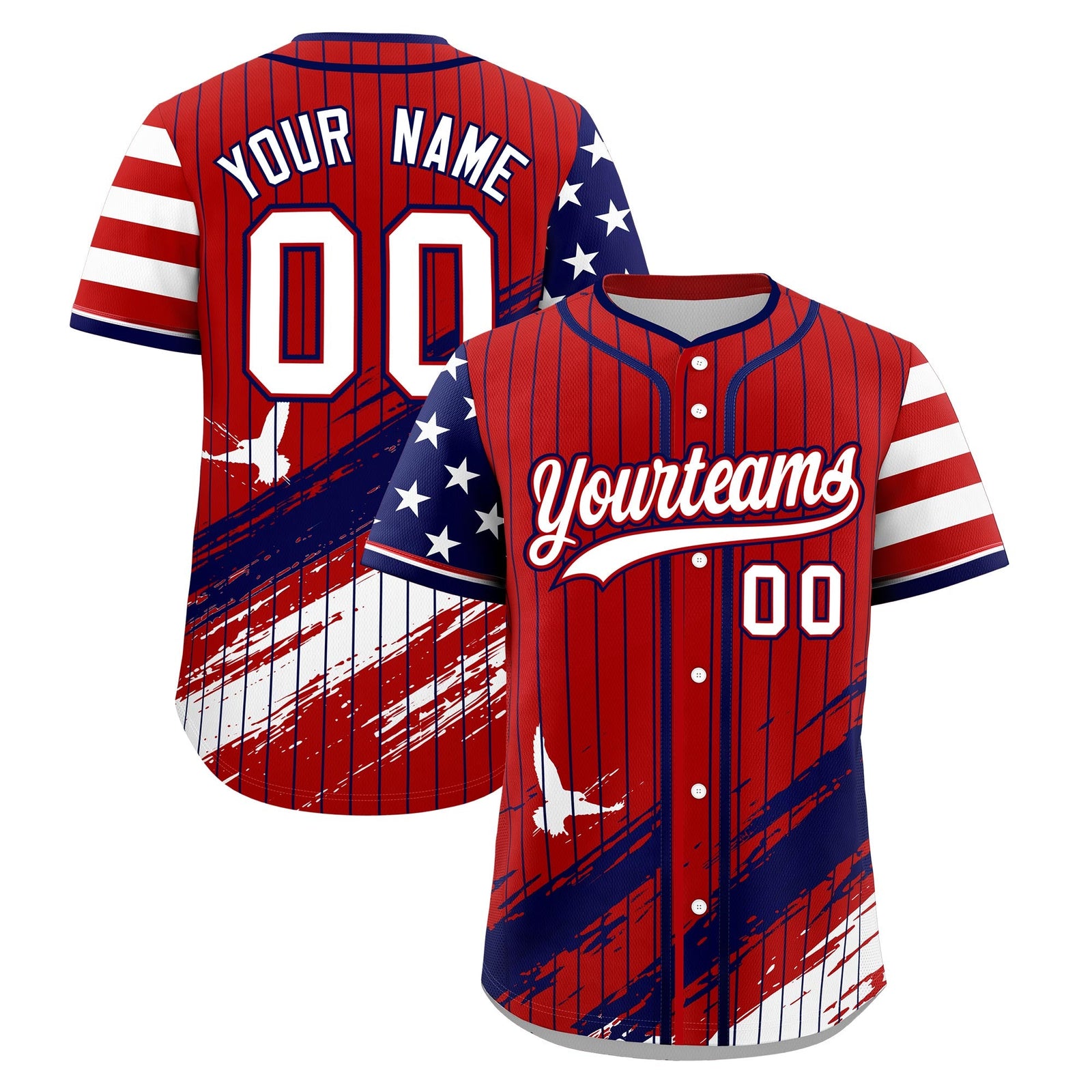 Custom Red Graffiti Pattern Independence Day Baseball Jersey| KXKSHOP