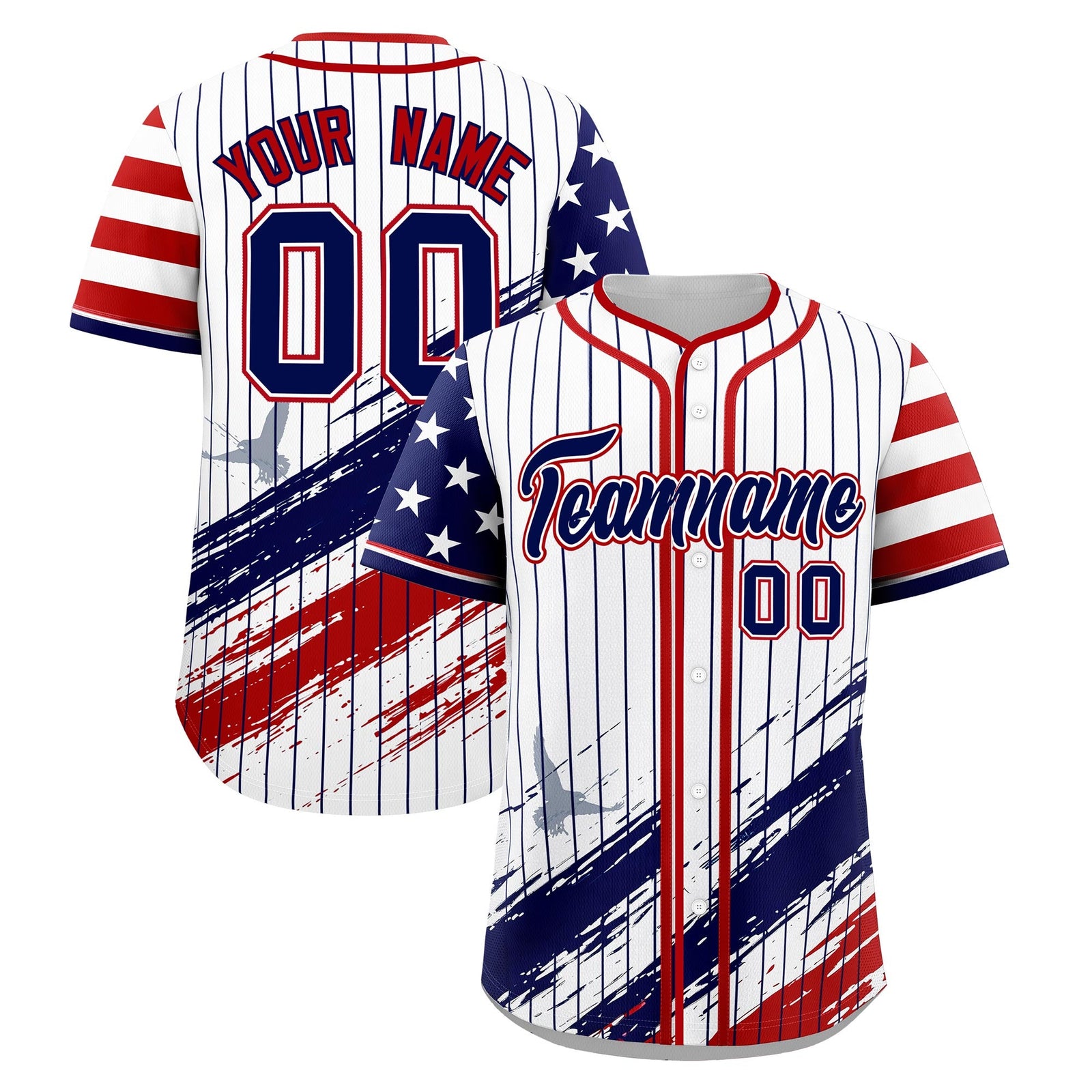 Custom White Graffiti Pattern Independence Day Baseball Jersey| KXKSHOP