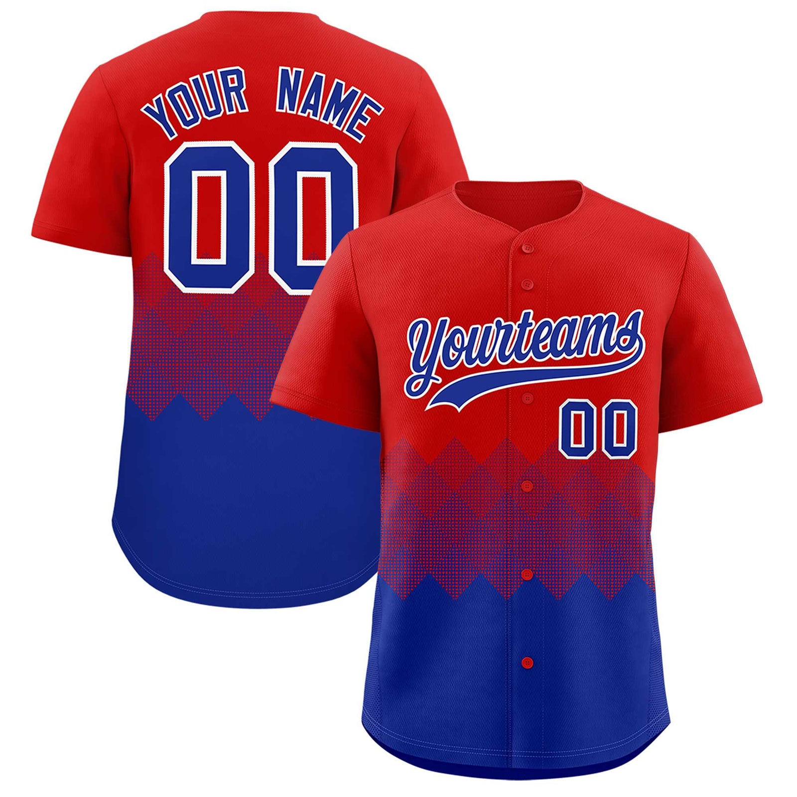 Custom Red Royal Grid Blur Pattern Authentic Baseball Jersey