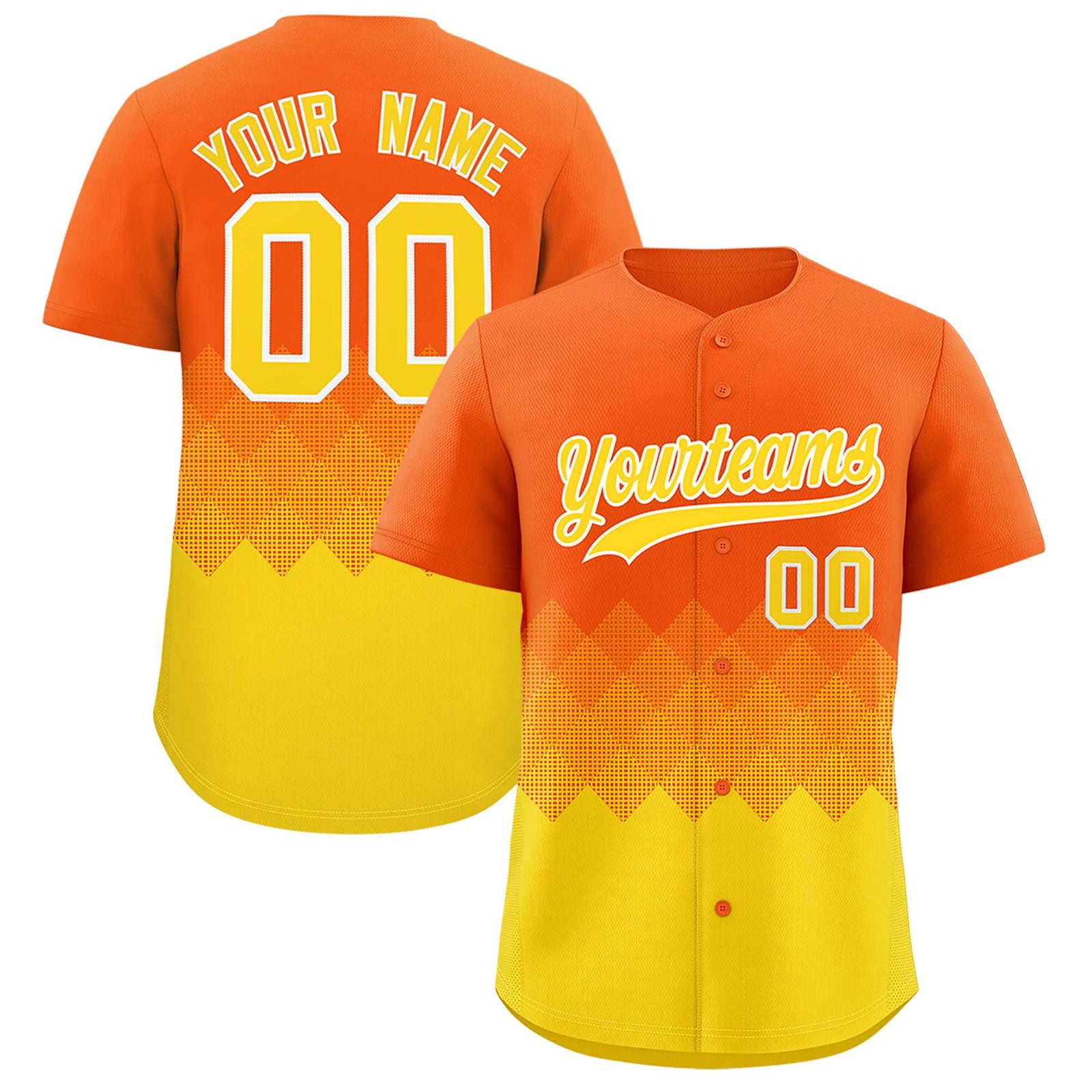 Custom Orange Gold Grid Blur Pattern Authentic Baseball Jersey