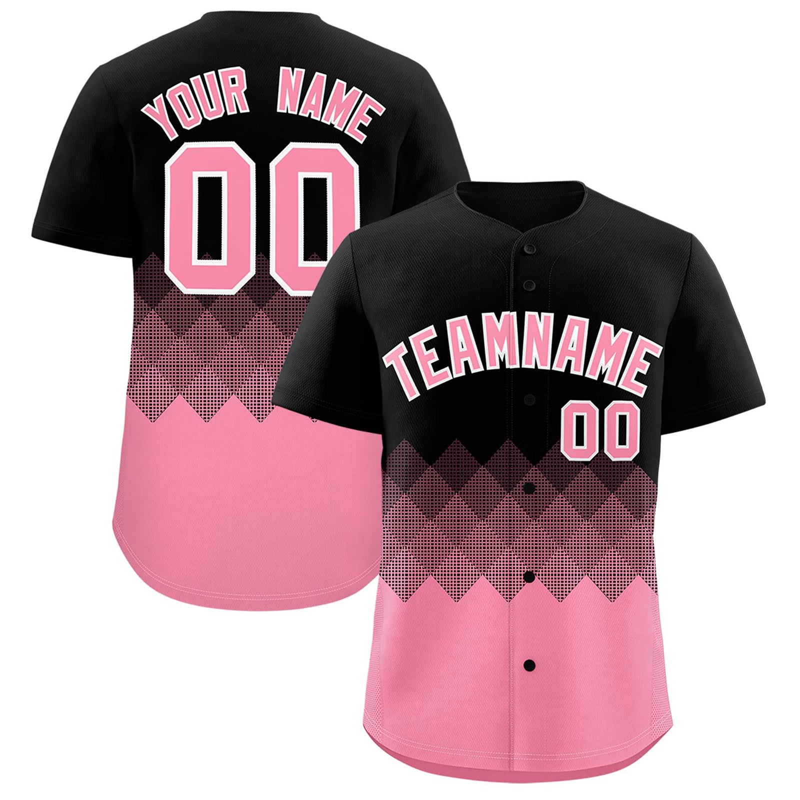 Custom Black Light Pink Grid Blur Pattern Authentic Baseball Jersey