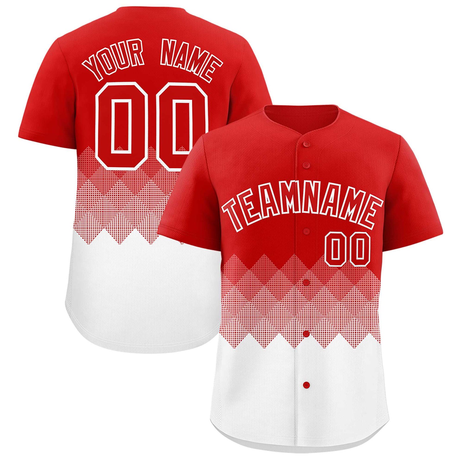 Custom Red White Grid Blur Pattern Authentic Baseball Jersey