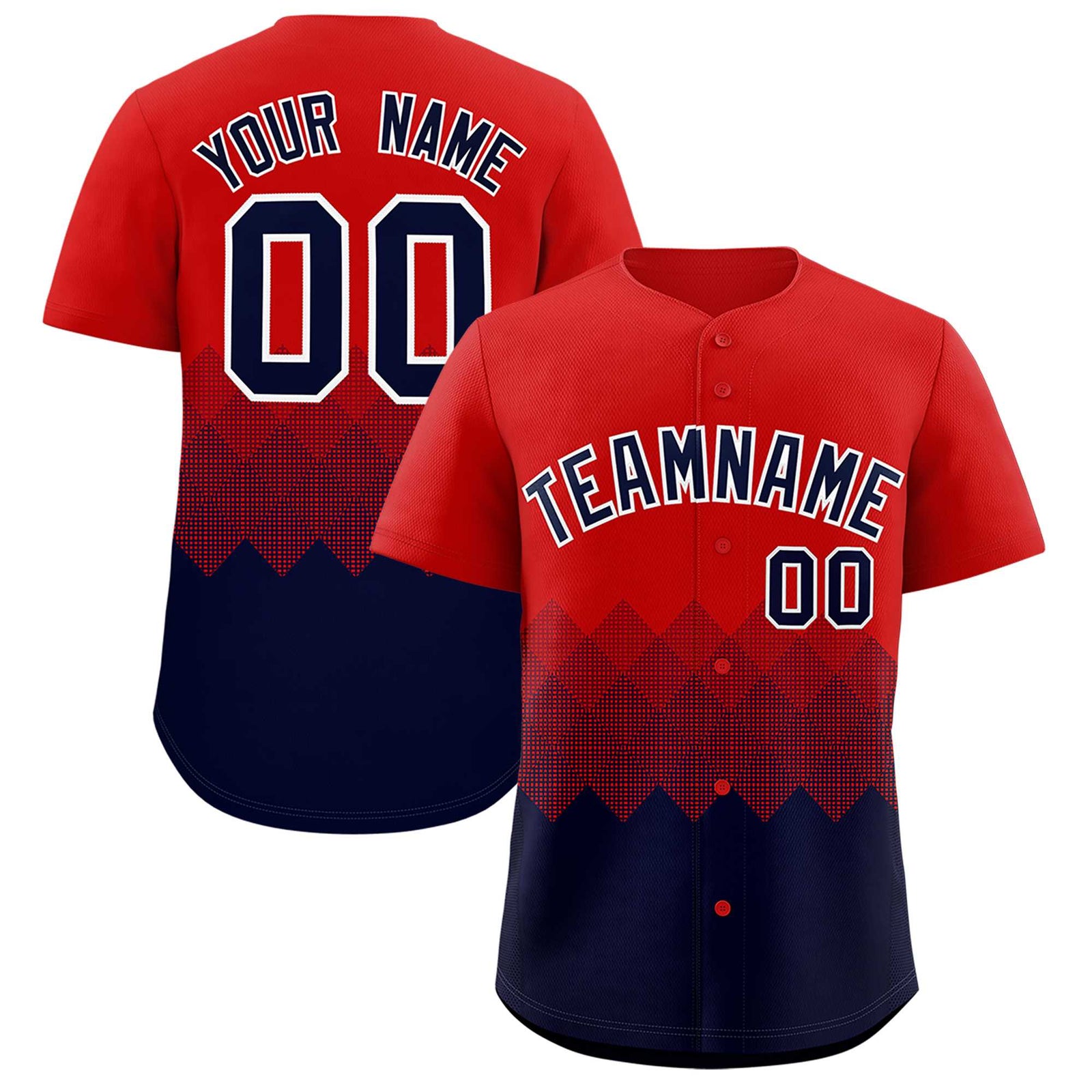 Custom Red Navy Grid Blur Pattern Authentic Baseball Jersey