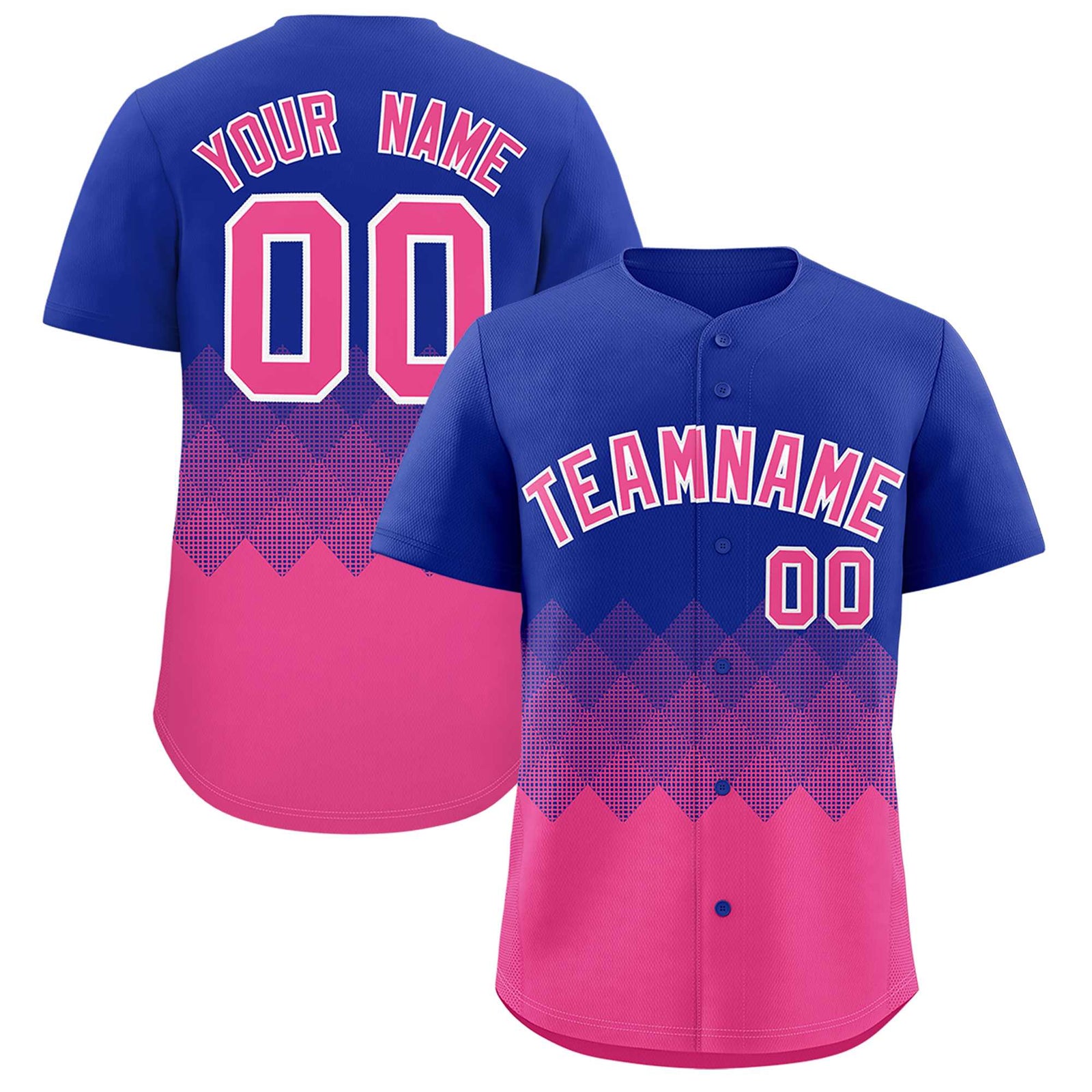 Custom Royal Pink Grid Blur Pattern Authentic Baseball Jersey