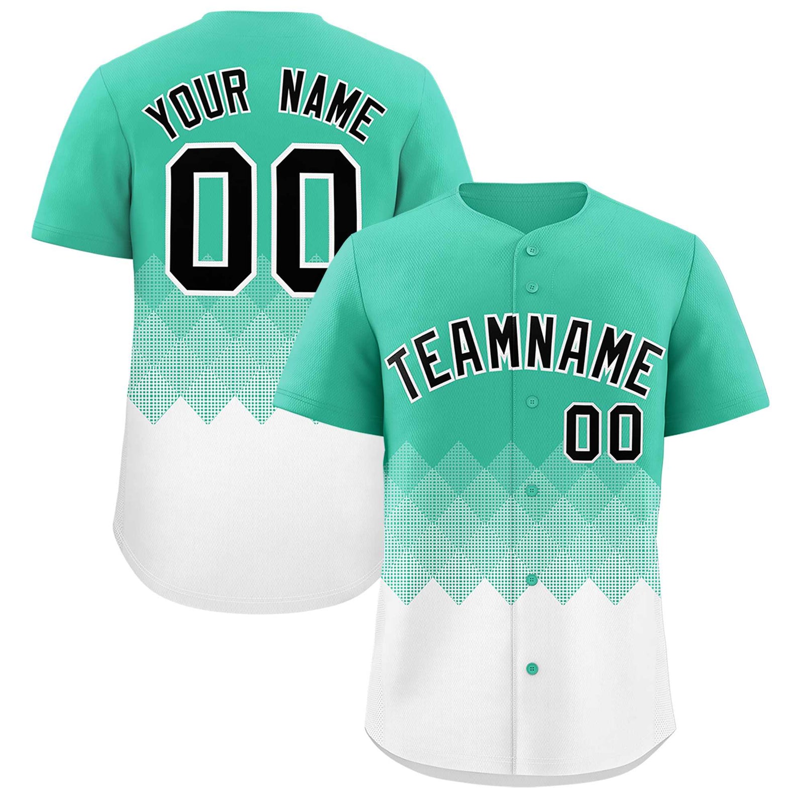 Custom Bright Green White Grid Blur Pattern Authentic Baseball Jersey