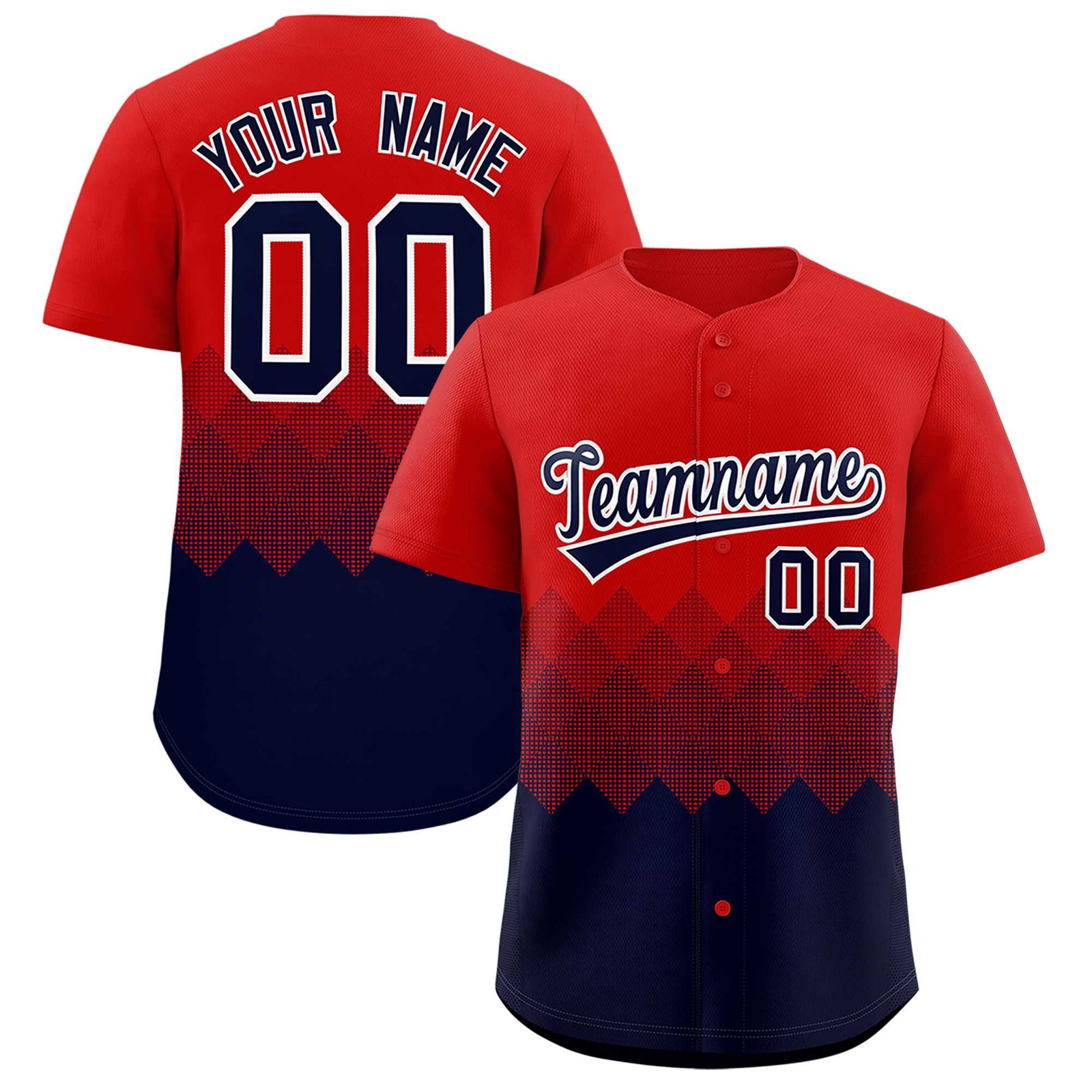 Custom Red Navy Grid Blur Pattern Authentic Baseball Jersey