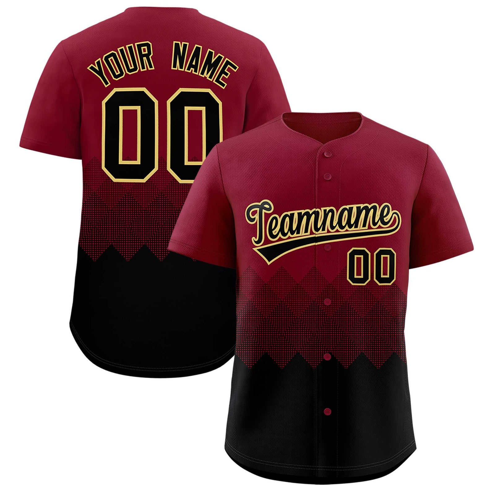 Custom Crimson Black Grid Blur Pattern Authentic Baseball Jersey