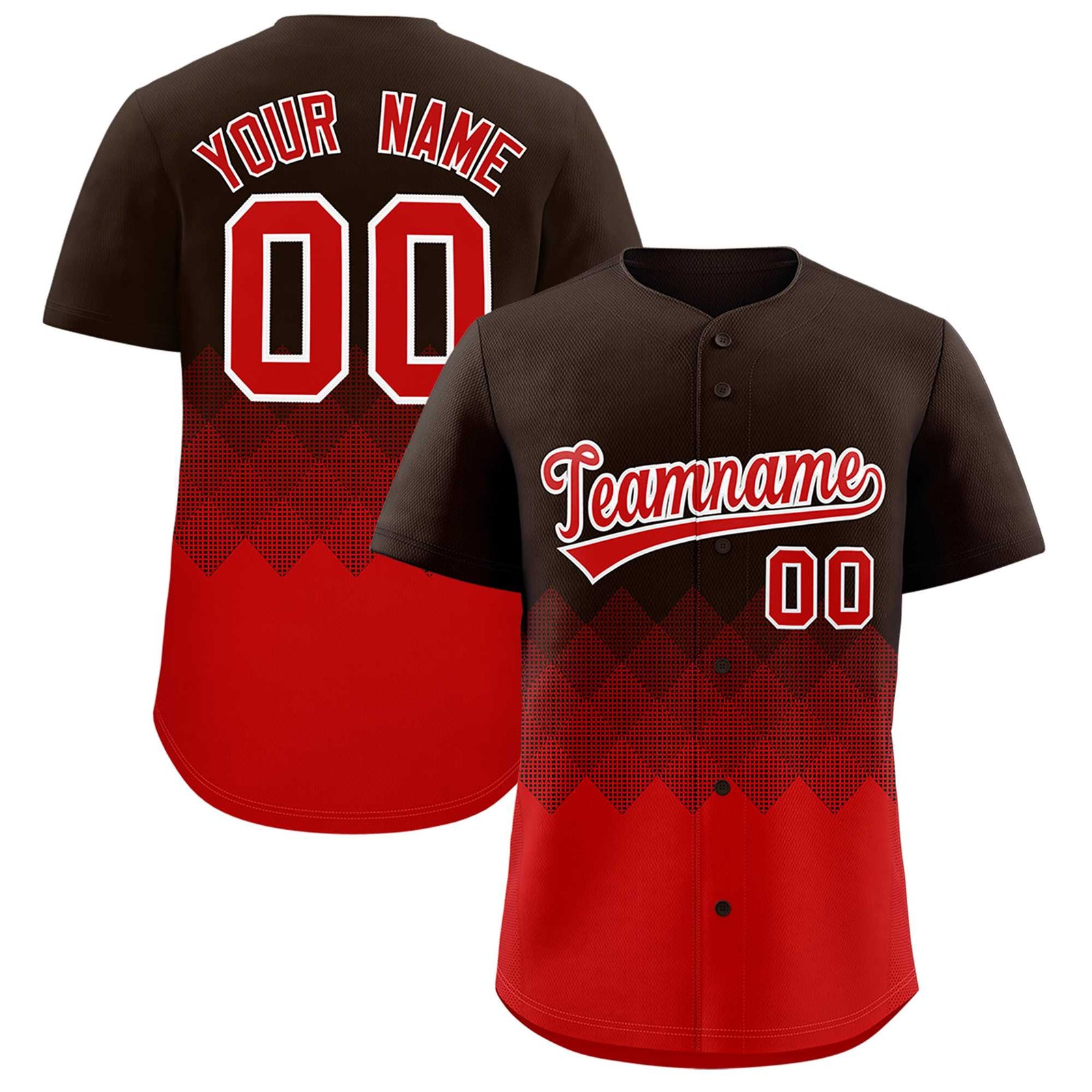 Custom Brown Red Grid Blur Pattern Authentic Baseball Jersey
