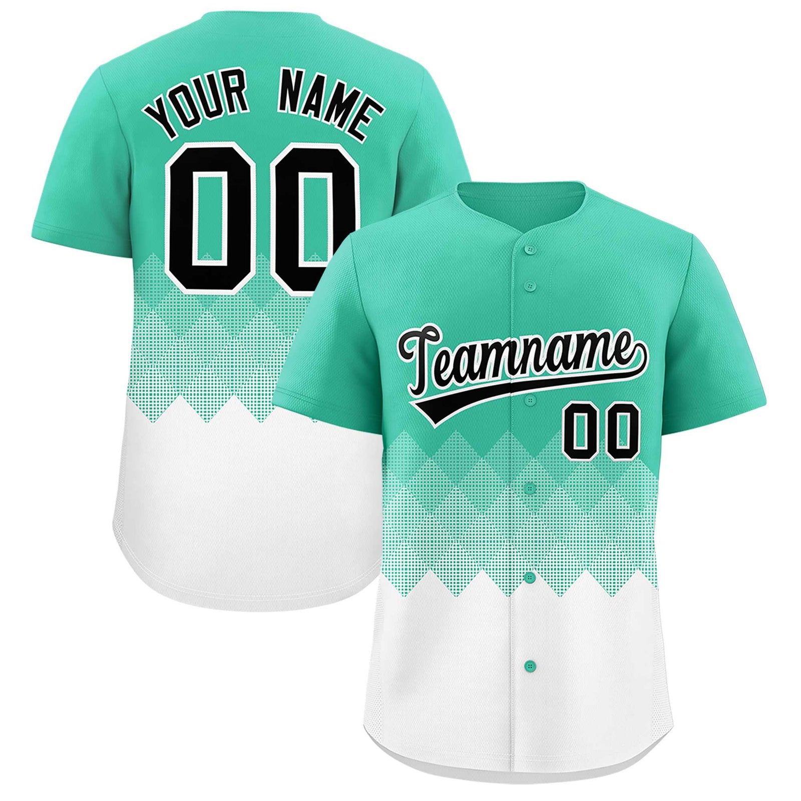 Custom Bright Green White Grid Blur Pattern Authentic Baseball Jersey