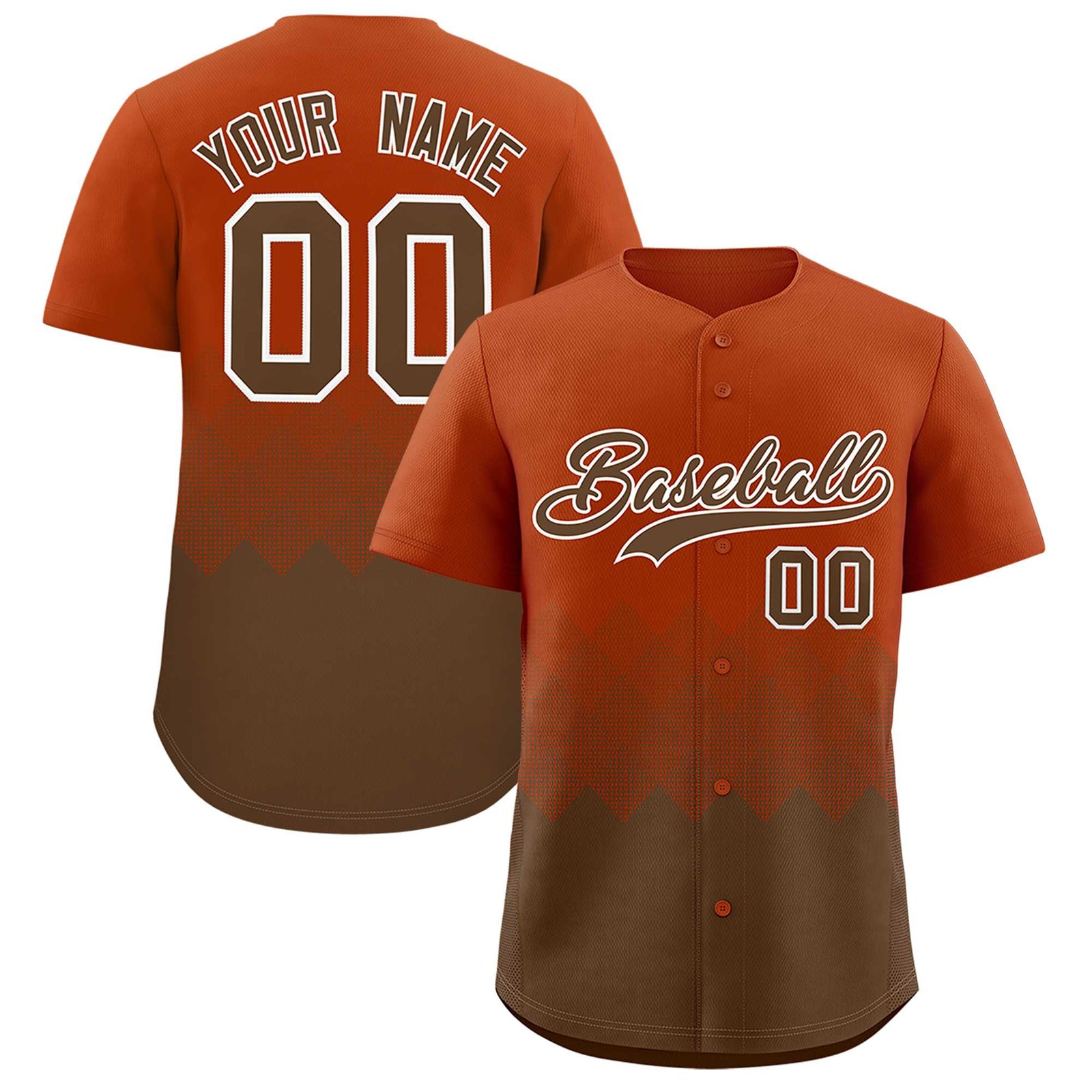 Custom Texas Orange Light Brown Grid Blur Pattern Authentic Baseball Jersey