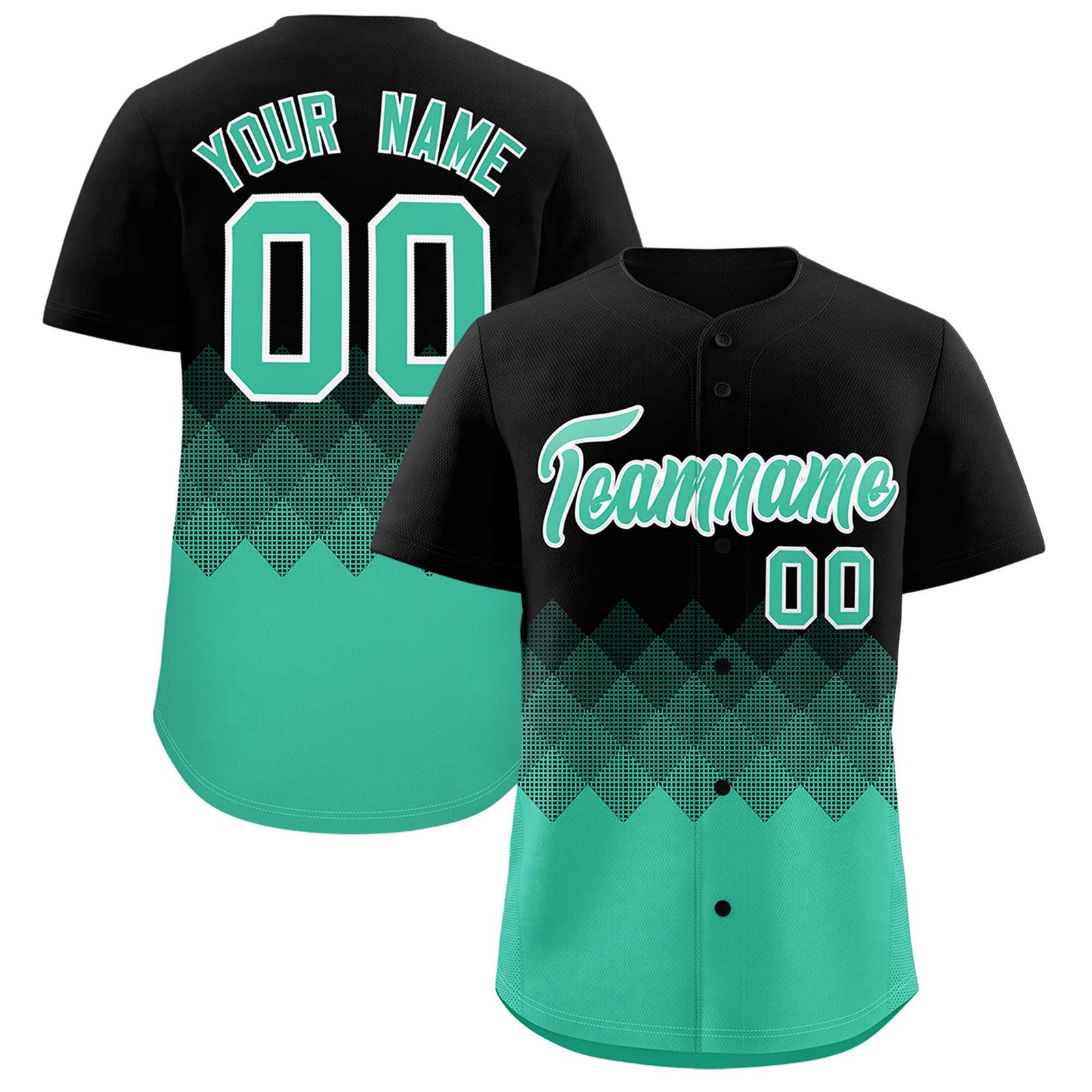 Custom Black Bright Green Grid Blur Pattern Authentic Baseball Jersey