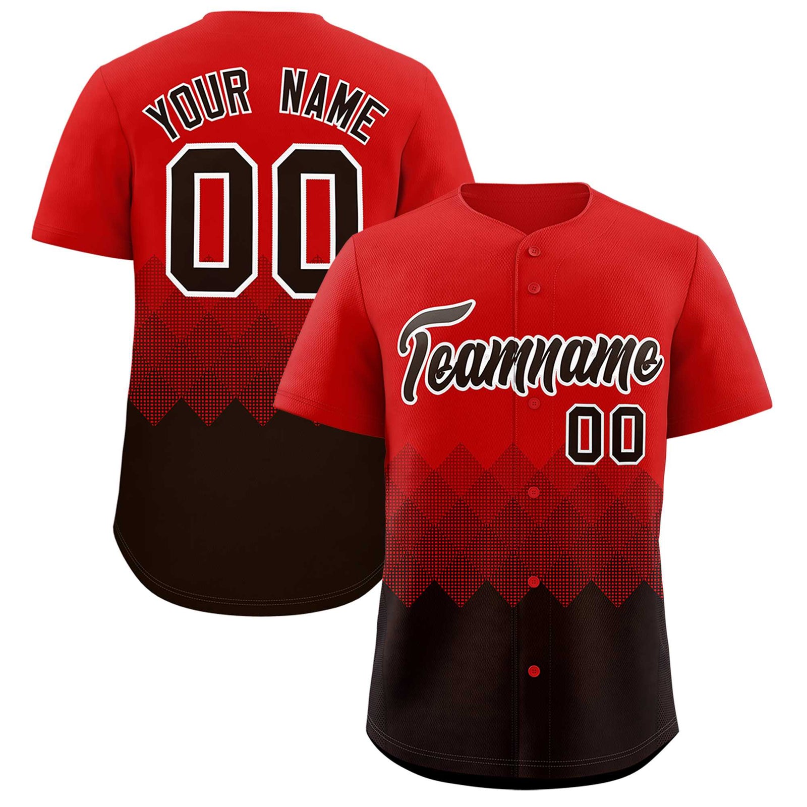 Custom Red Brown Grid Blur Pattern Authentic Baseball Jersey