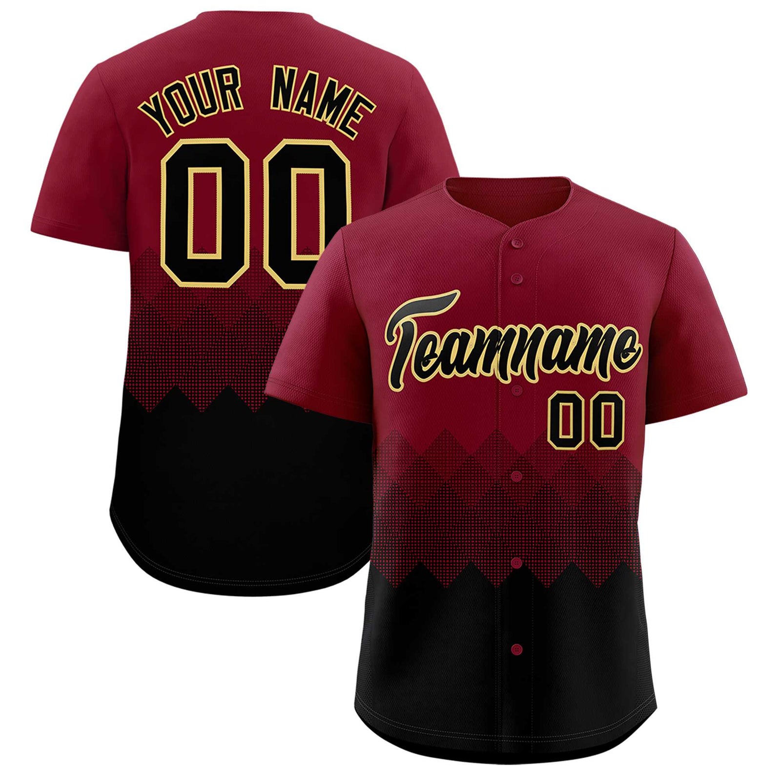 Custom Crimson Black Grid Blur Pattern Authentic Baseball Jersey