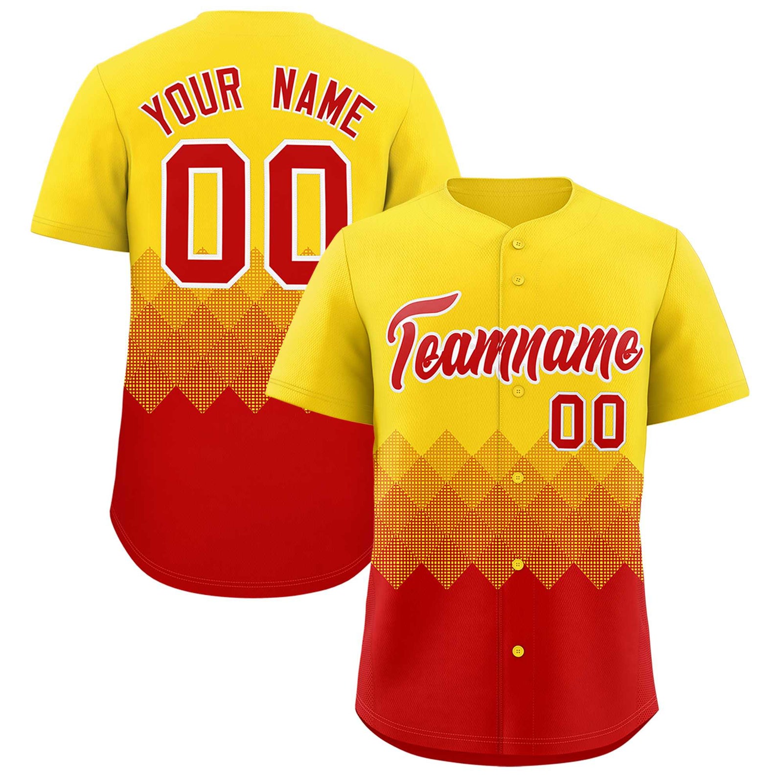 Custom Gold Red Grid Blur Pattern Authentic Baseball Jersey