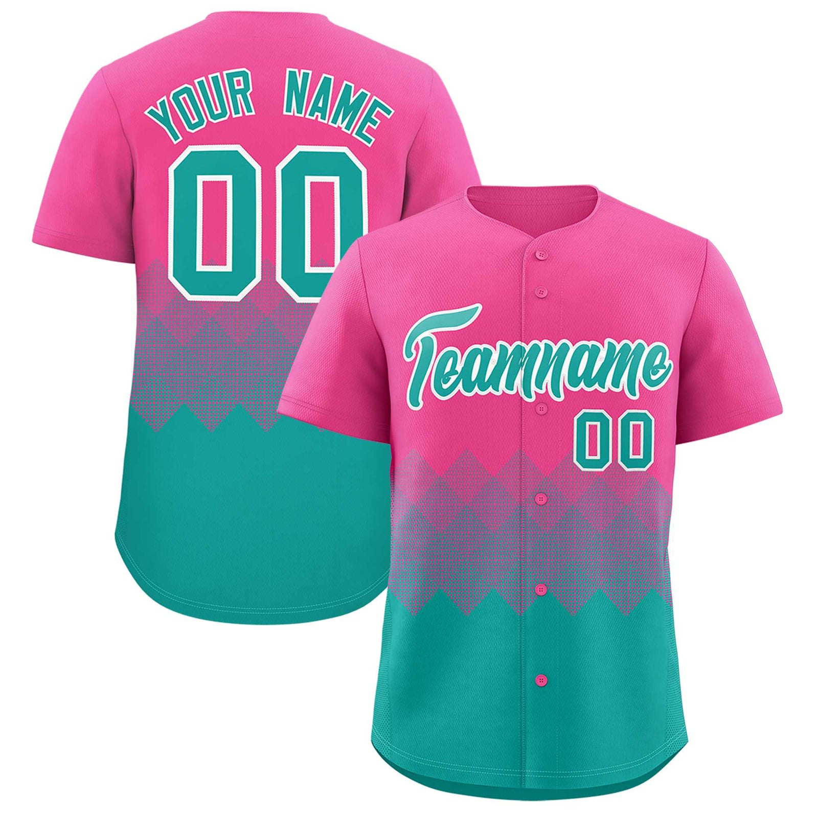 Custom Pink Aqua Grid Blur Pattern Authentic Baseball Jersey