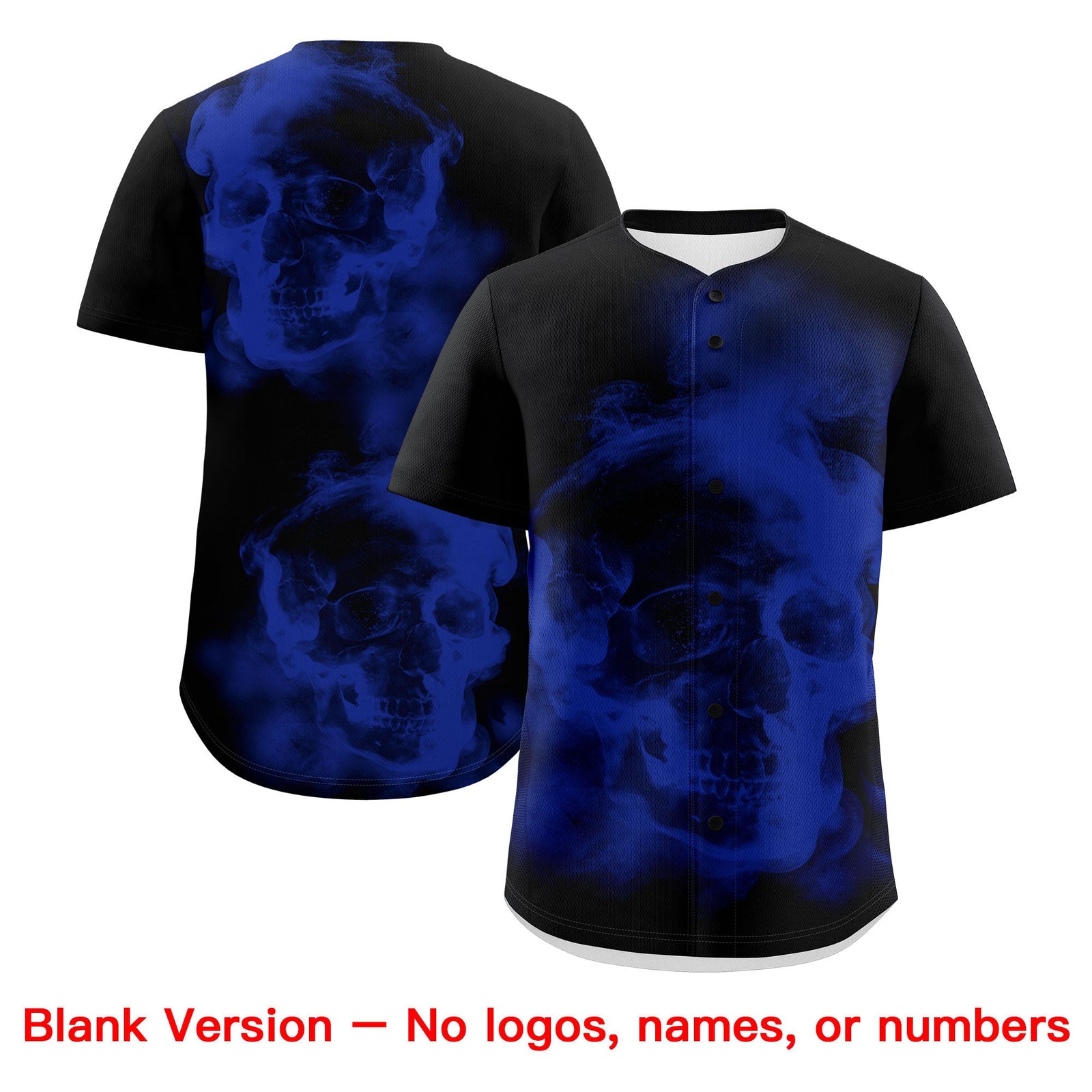 Custom Black Royal Blue White skeleton Graffiti Pattern Lightweight Baseball Jersey| KXKSHOP