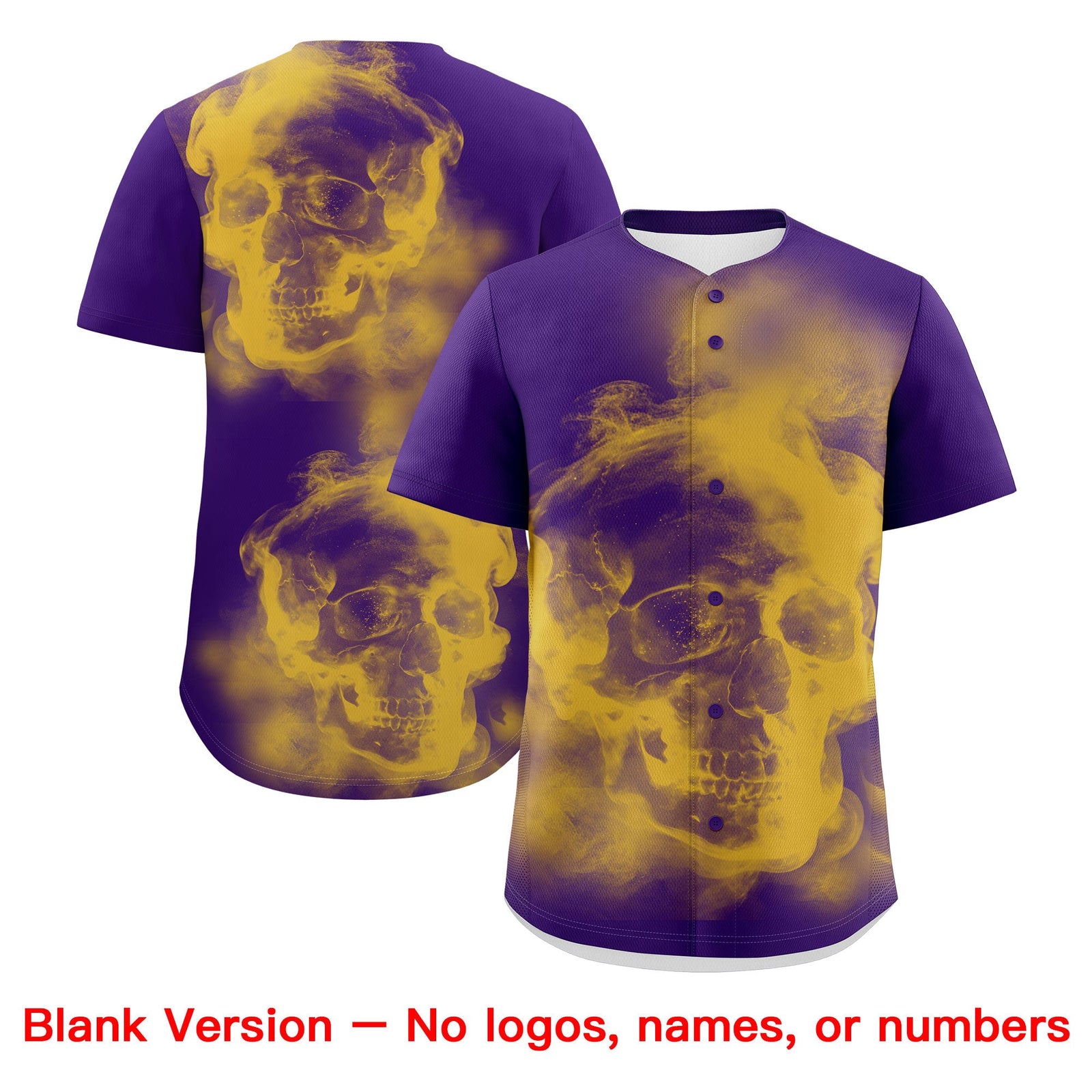 Custom Purple Gold White skeleton Graffiti Pattern Lightweight Baseball Jersey| KXKSHOP