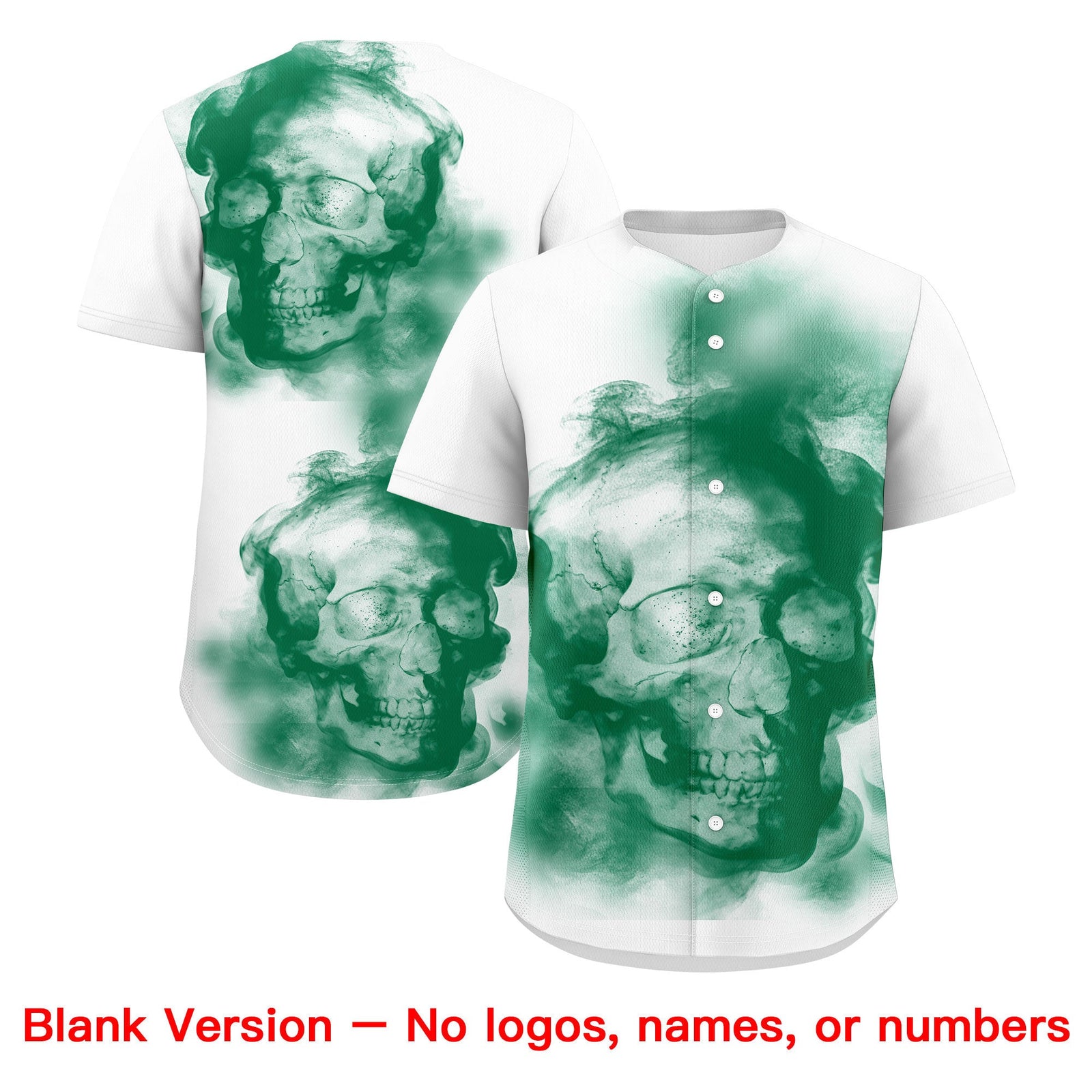 Custom White Kelly Green Orange skeleton Graffiti Pattern Quick Dry Baseball Jersey| KXKSHOP