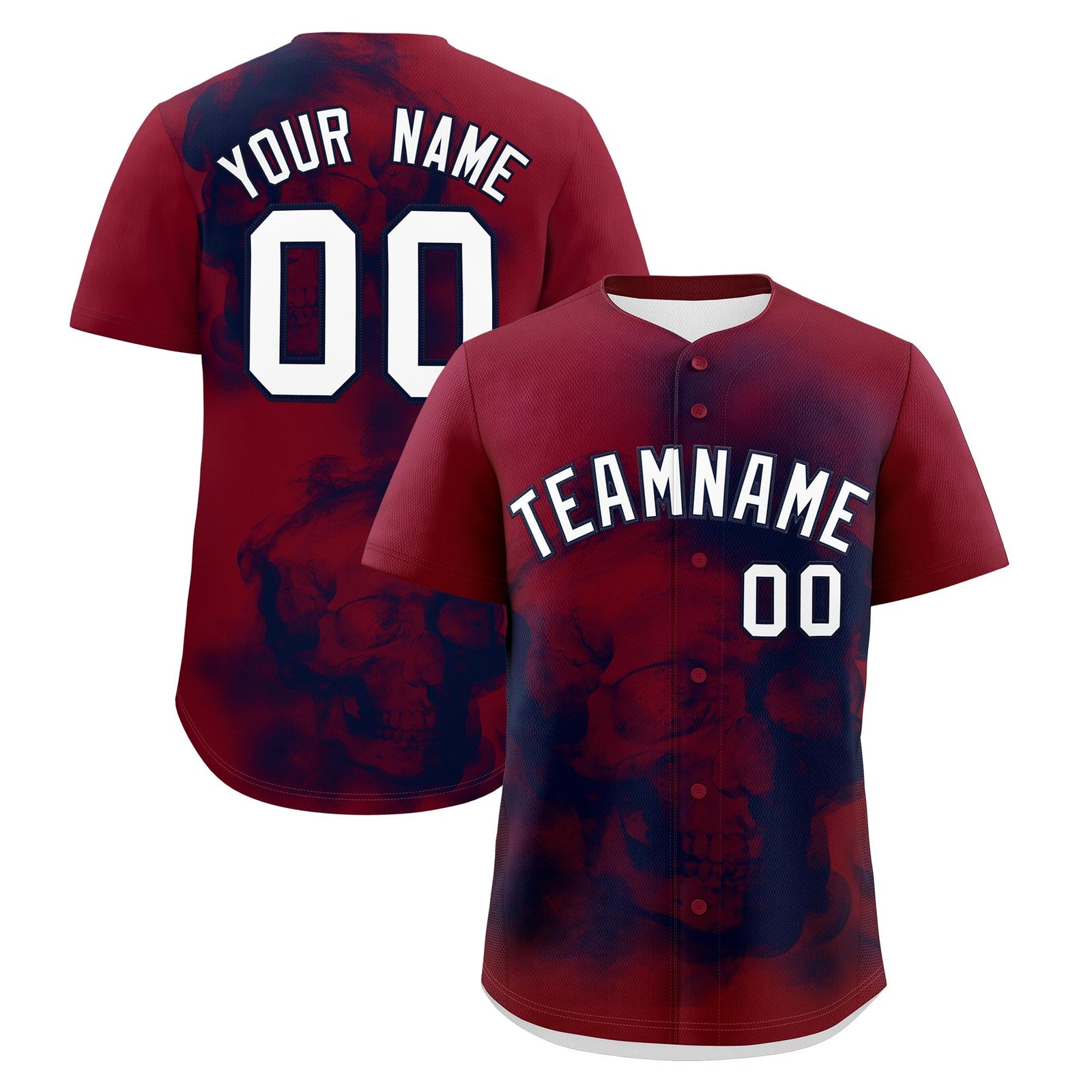 Custom Crimson Navy White skeleton Graffiti Pattern Lightweight Baseball Jersey| KXKSHOP