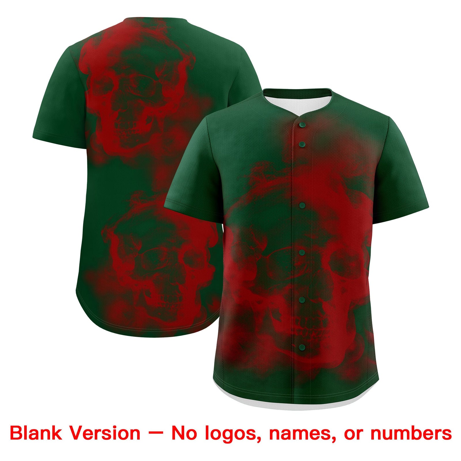 Custom Dark Green Red White skeleton Graffiti Pattern Lightweight Baseball Jersey| KXKSHOP