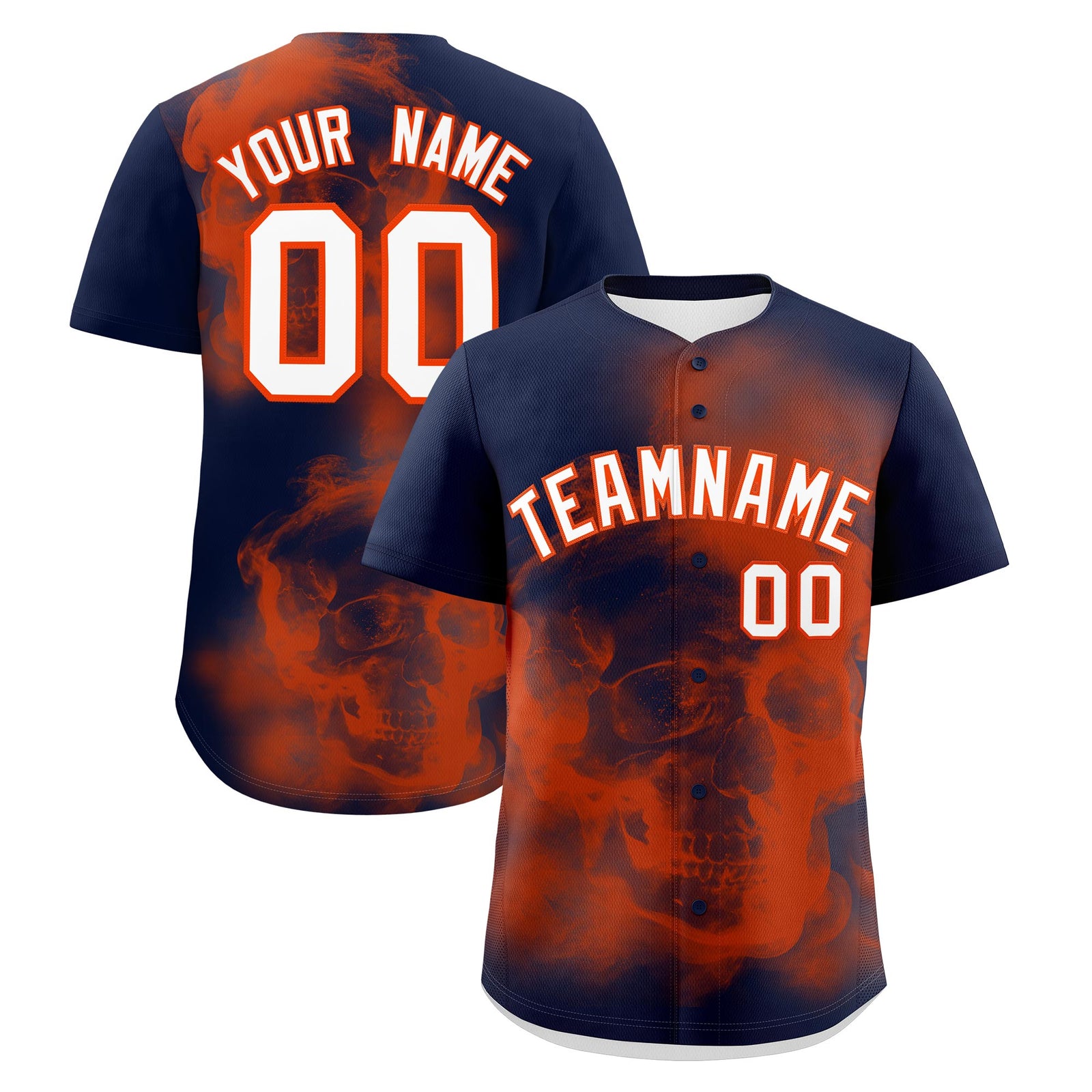 Custom Navy Orange White skeleton Graffiti Pattern Lightweight Baseball Jersey| KXKSHOP