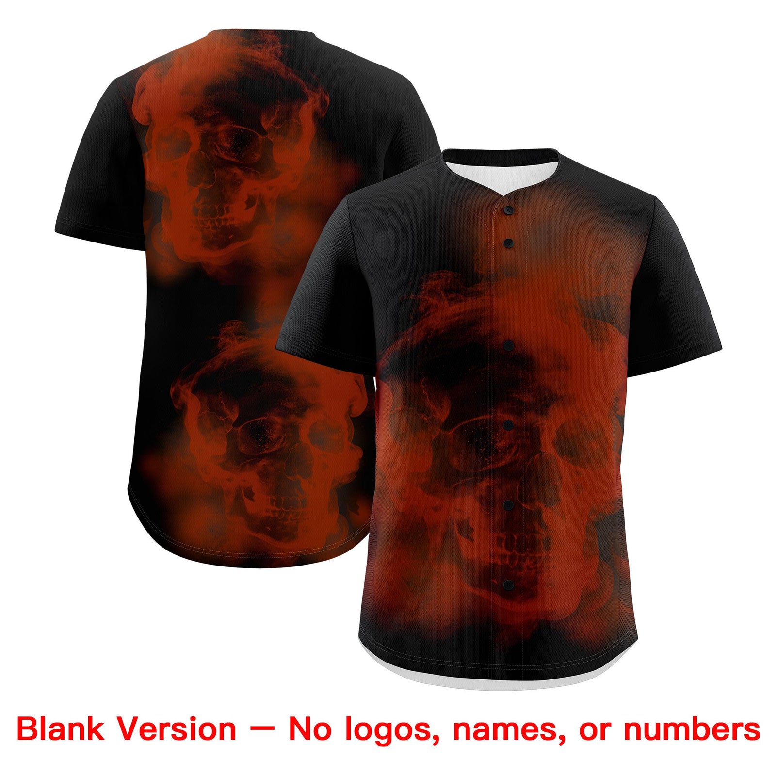 Custom Black Dark Orange White skeleton Graffiti Pattern Quick Dry Baseball Jersey| KXKSHOP