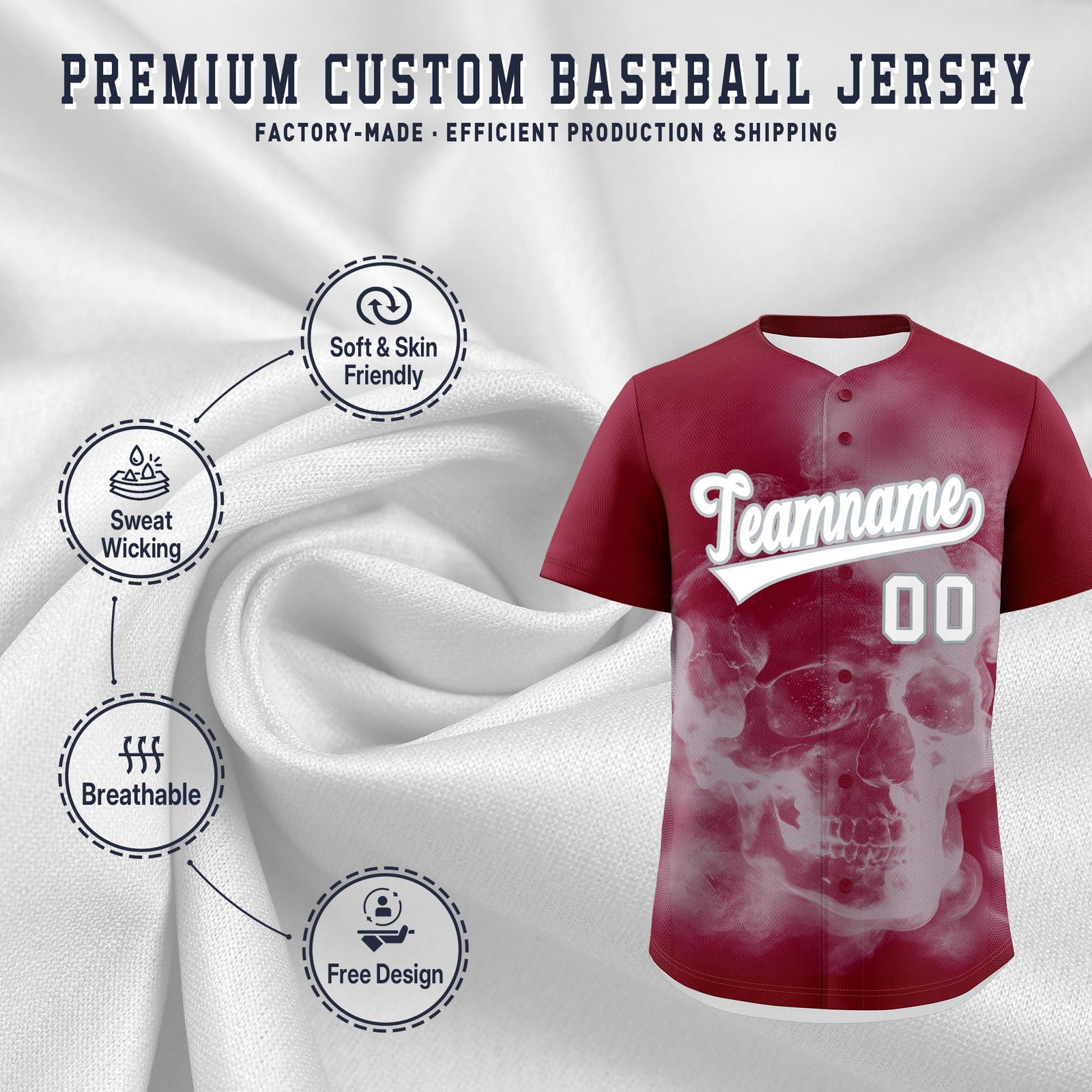 Custom Crimson Silver White skeleton Graffiti Pattern Quick Dry Baseball Jersey| KXKSHOP