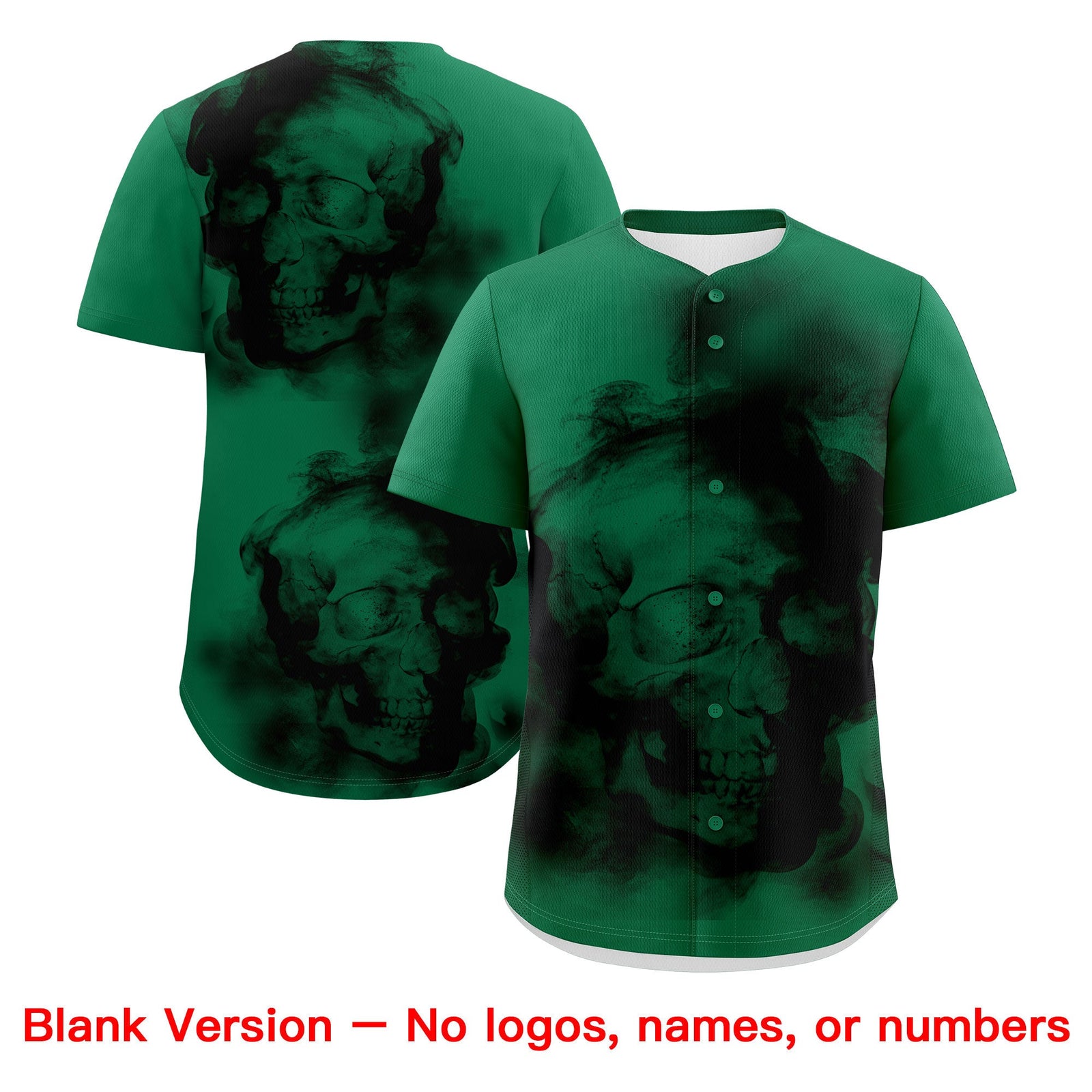 Custom Kelly Green Black White skeleton Graffiti Pattern Lightweight Baseball Jersey| KXKSHOP