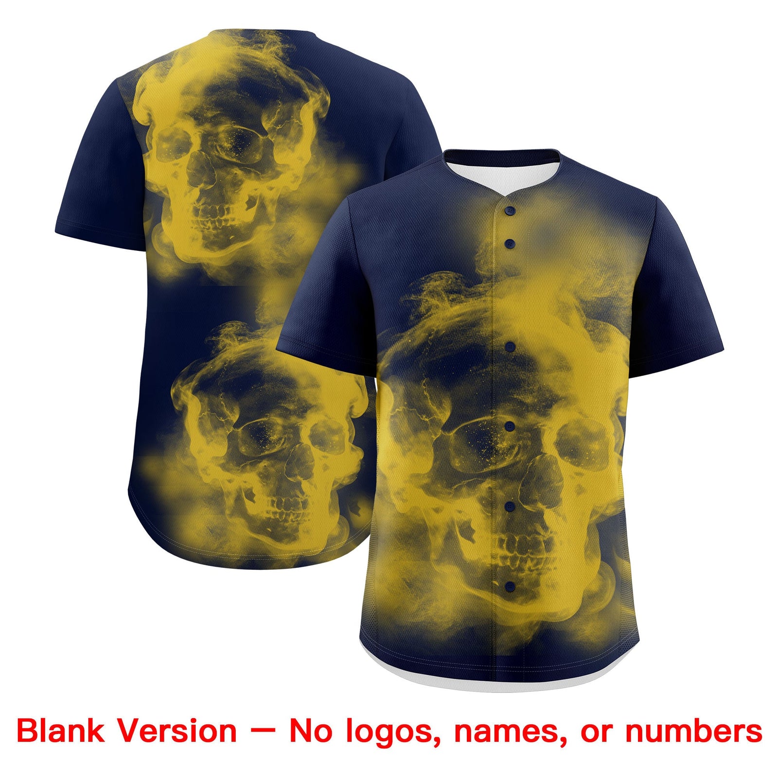 Custom Navy Gold White skeleton Graffiti Pattern Quick Dry Baseball Jersey| KXKSHOP