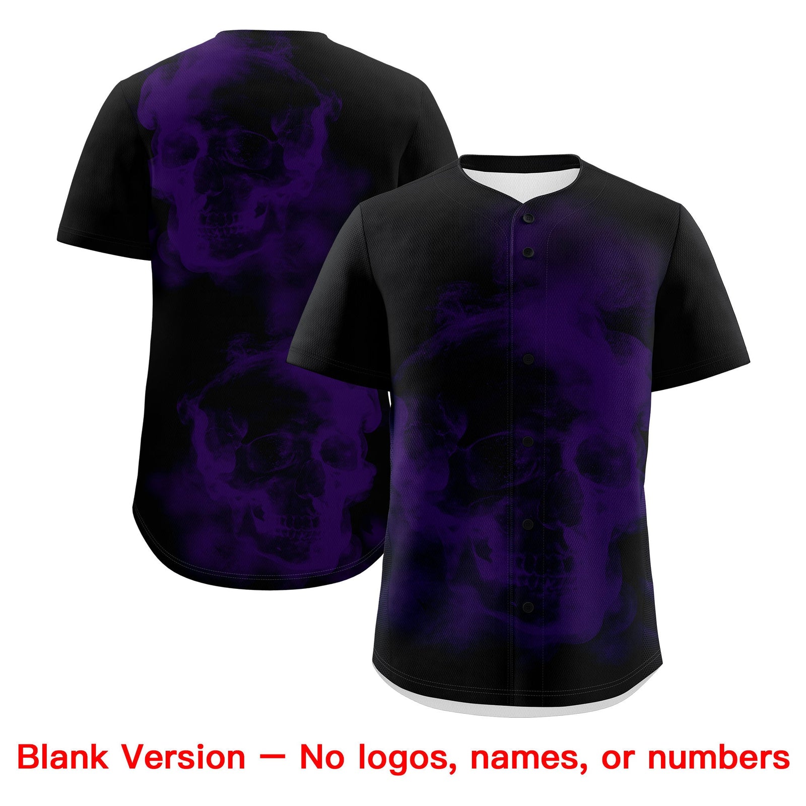 Custom Black Purple White skeleton Graffiti Pattern Quick Dry Baseball Jersey| KXKSHOP